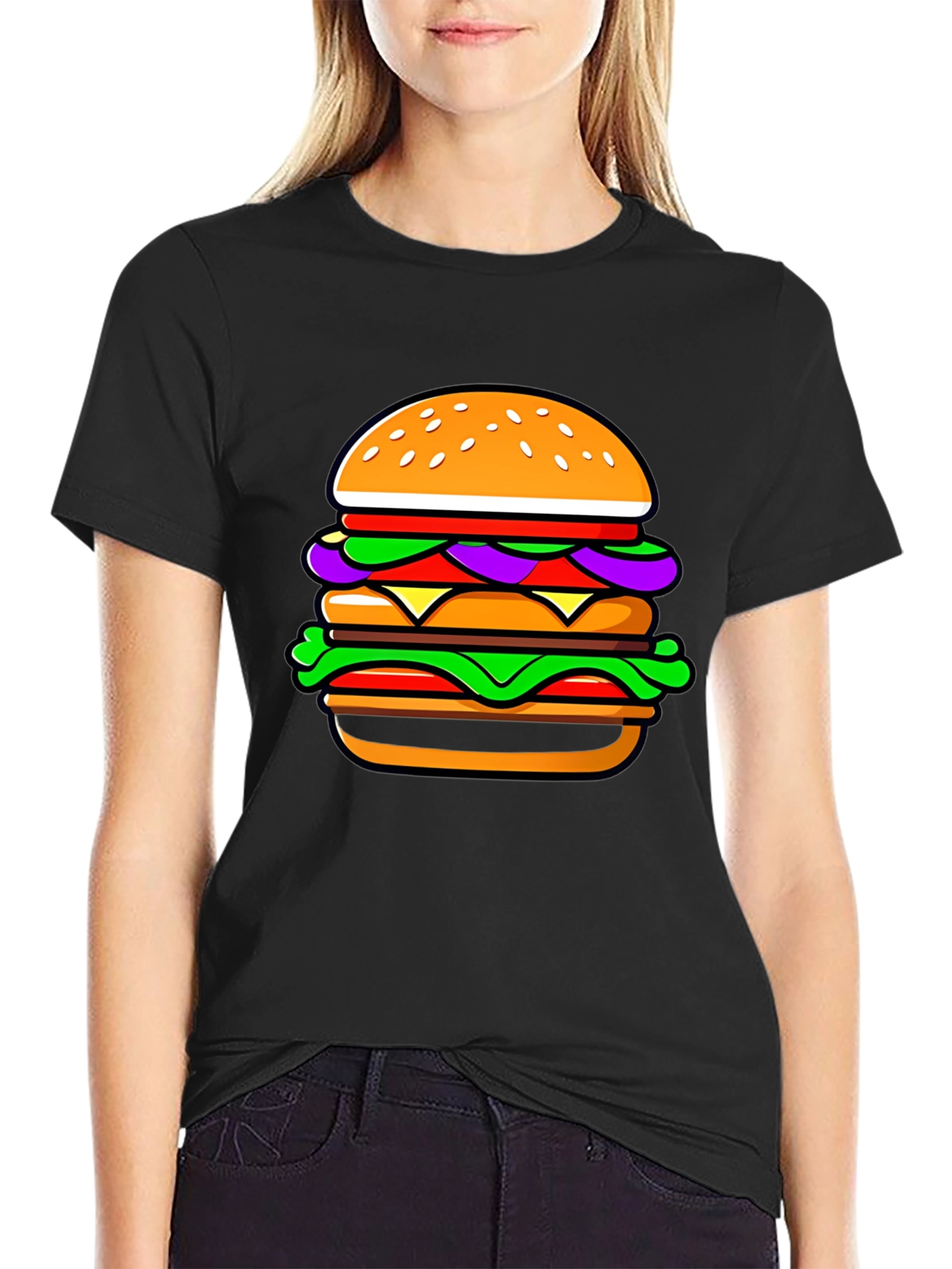 Burger Graphic T-Shirt - Casual Black Tee