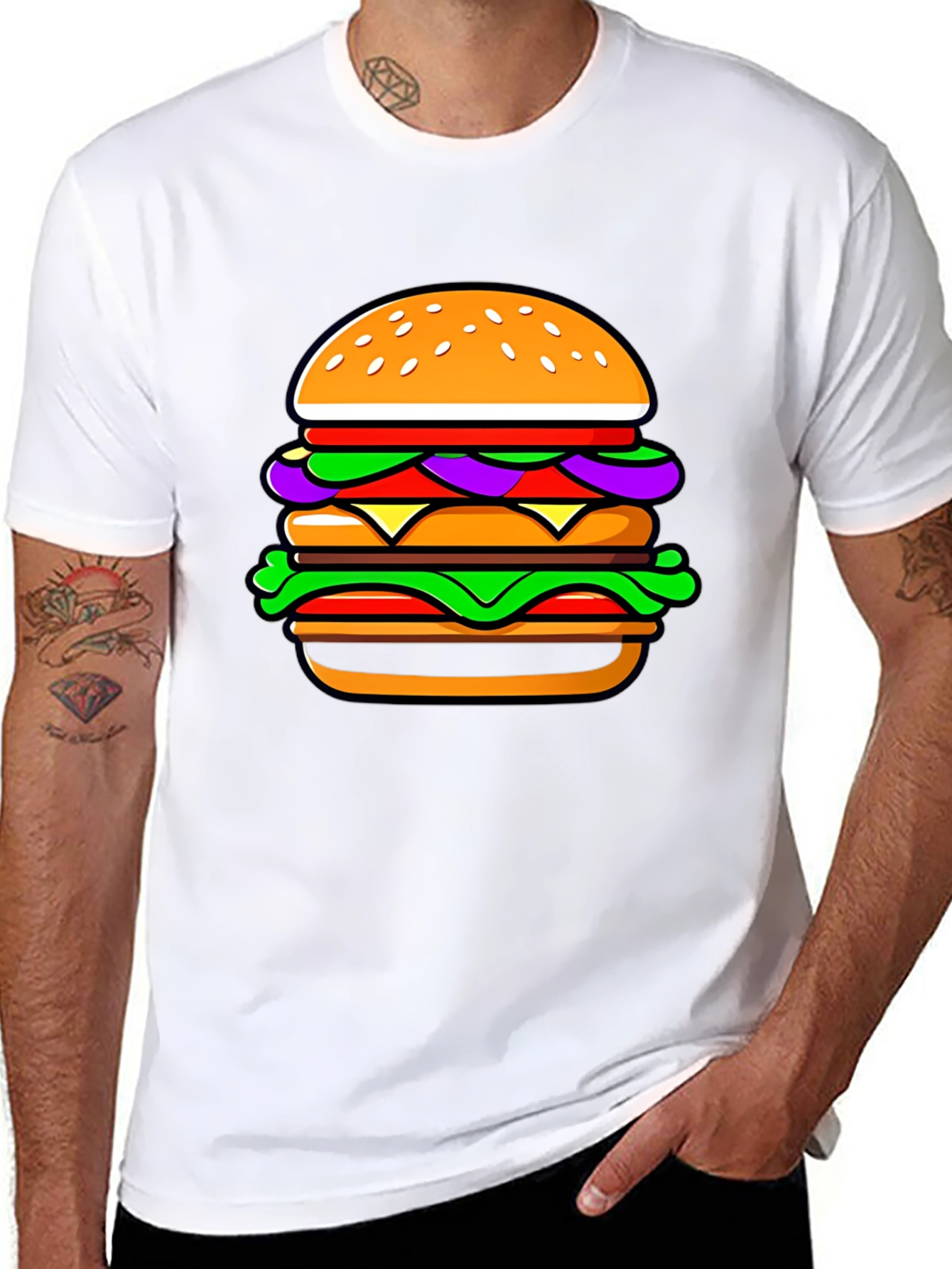 Burger Graphic T-Shirt - Casual Black Tee