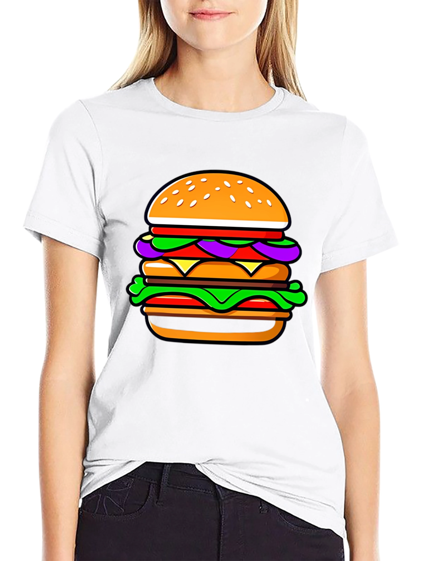 Burger Graphic T-Shirt - Casual Black Tee