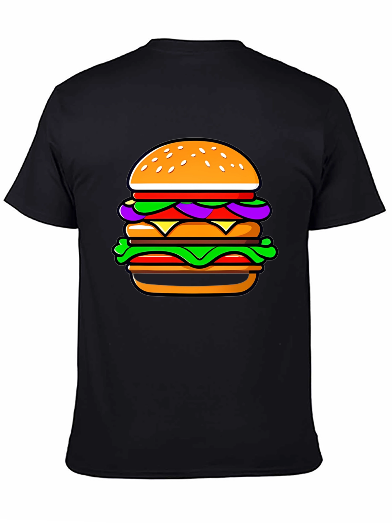 Burger Graphic T-Shirt - Casual Black Tee