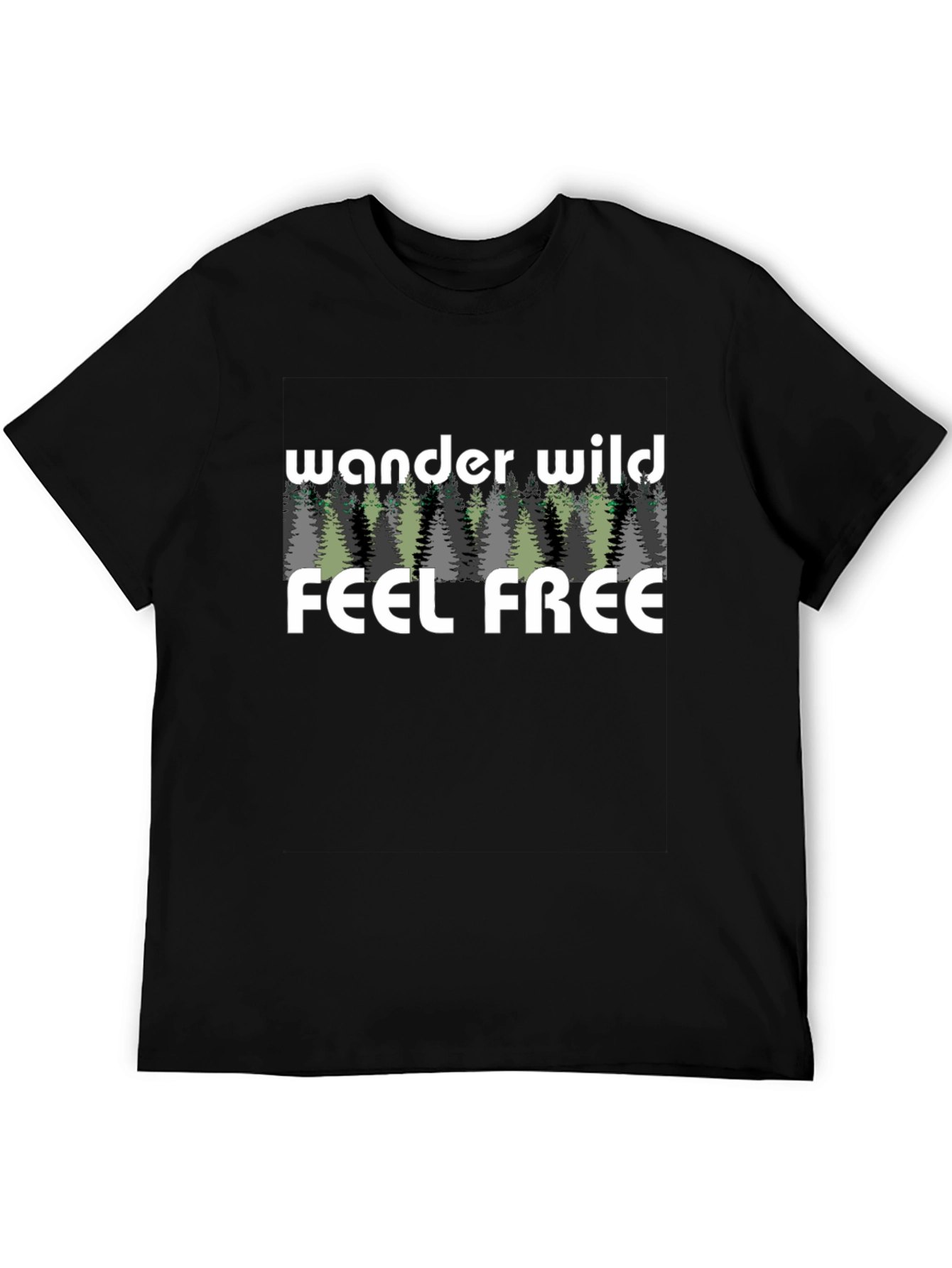 Wander Wild Feel Free Graphic Black T-Shirt