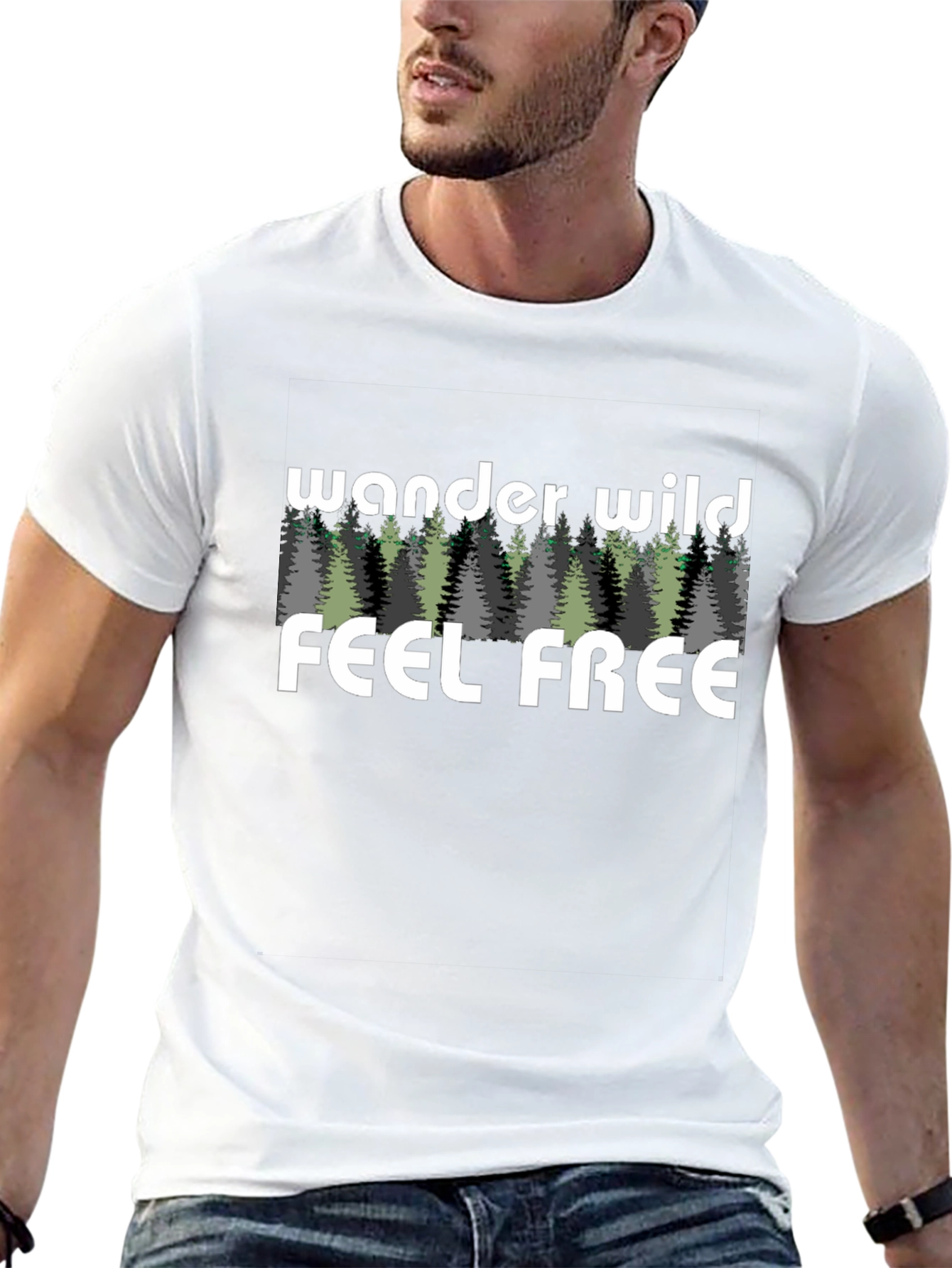 Wander Wild Feel Free Graphic Black T-Shirt