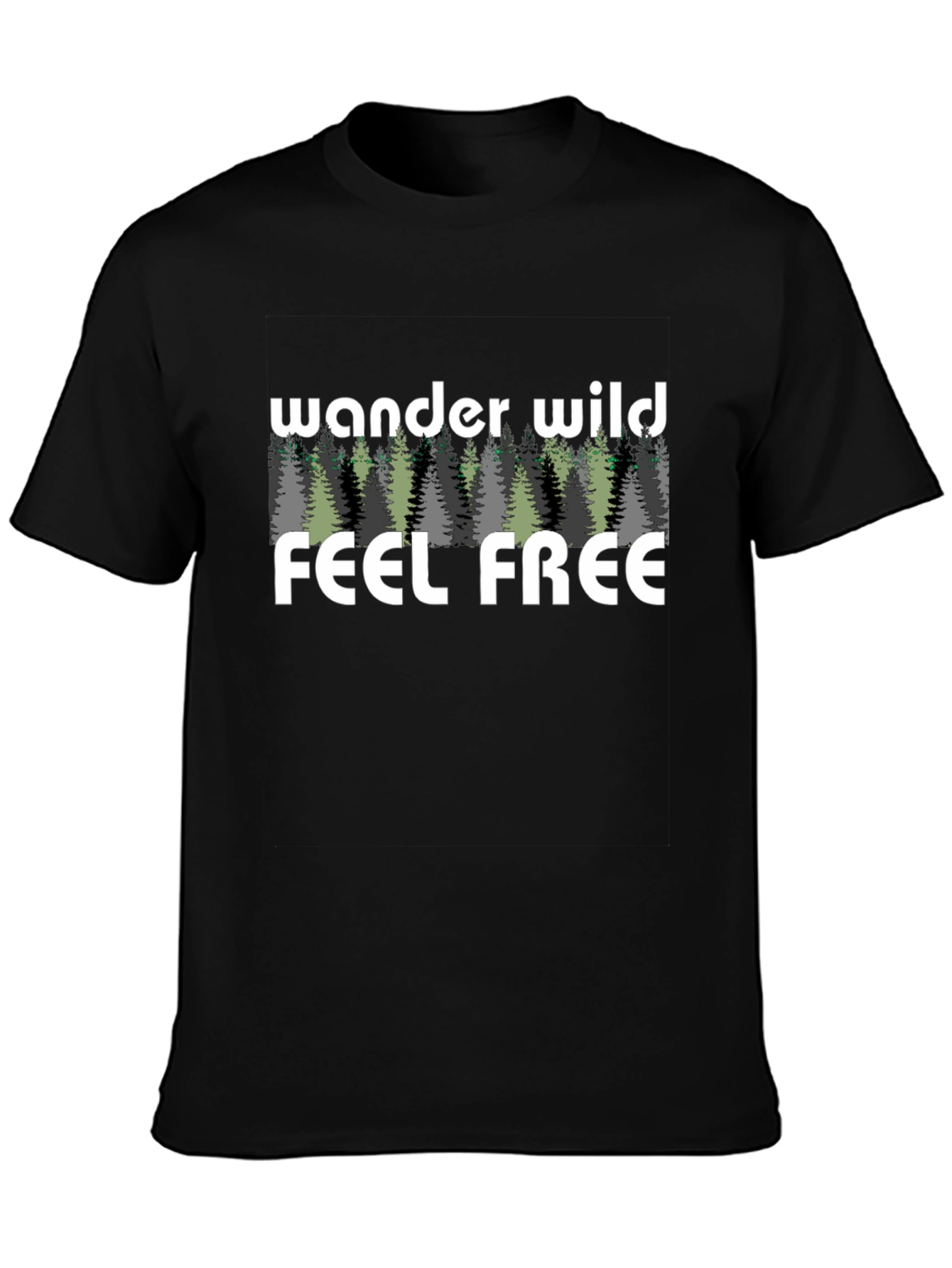 Wander Wild Feel Free Graphic Black T-Shirt