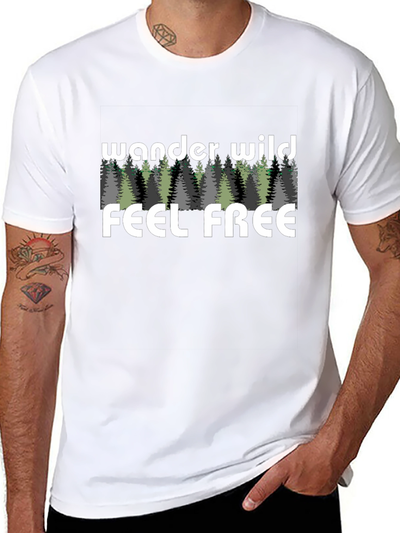 Wander Wild Feel Free Graphic Black T-Shirt