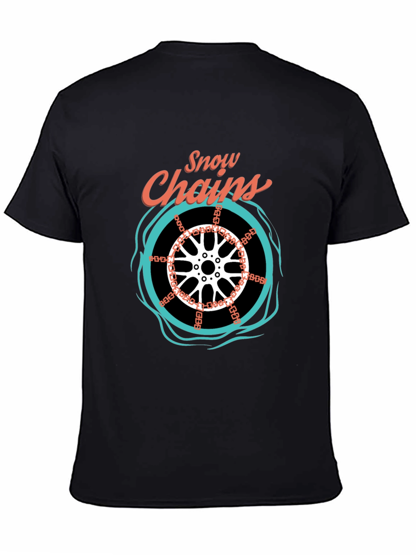 Snow Chains Graphic T-Shirt - Black Cotton Tee