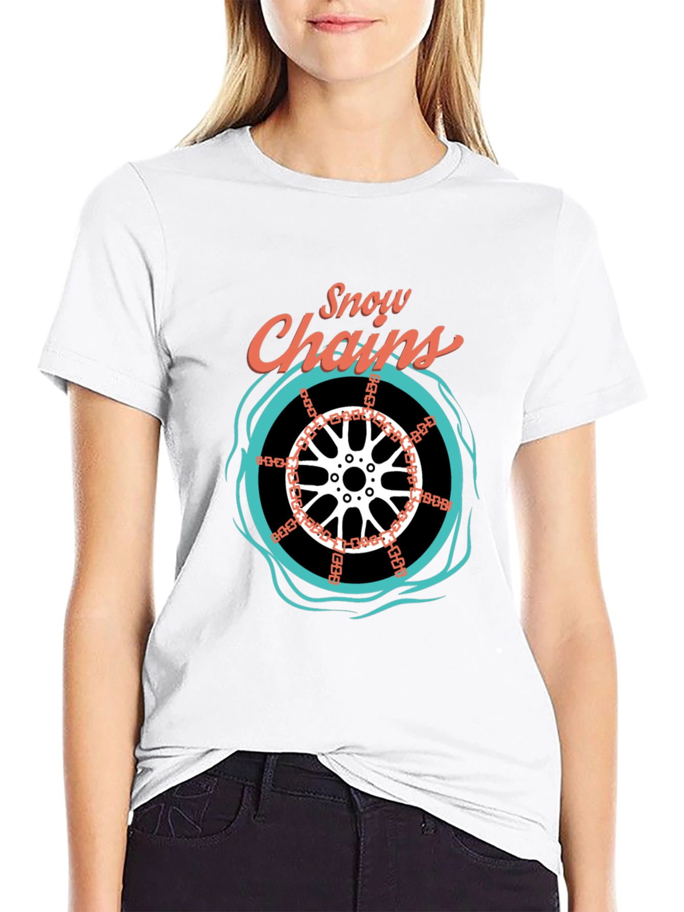 Snow Chains Graphic T-Shirt - Black Cotton Tee