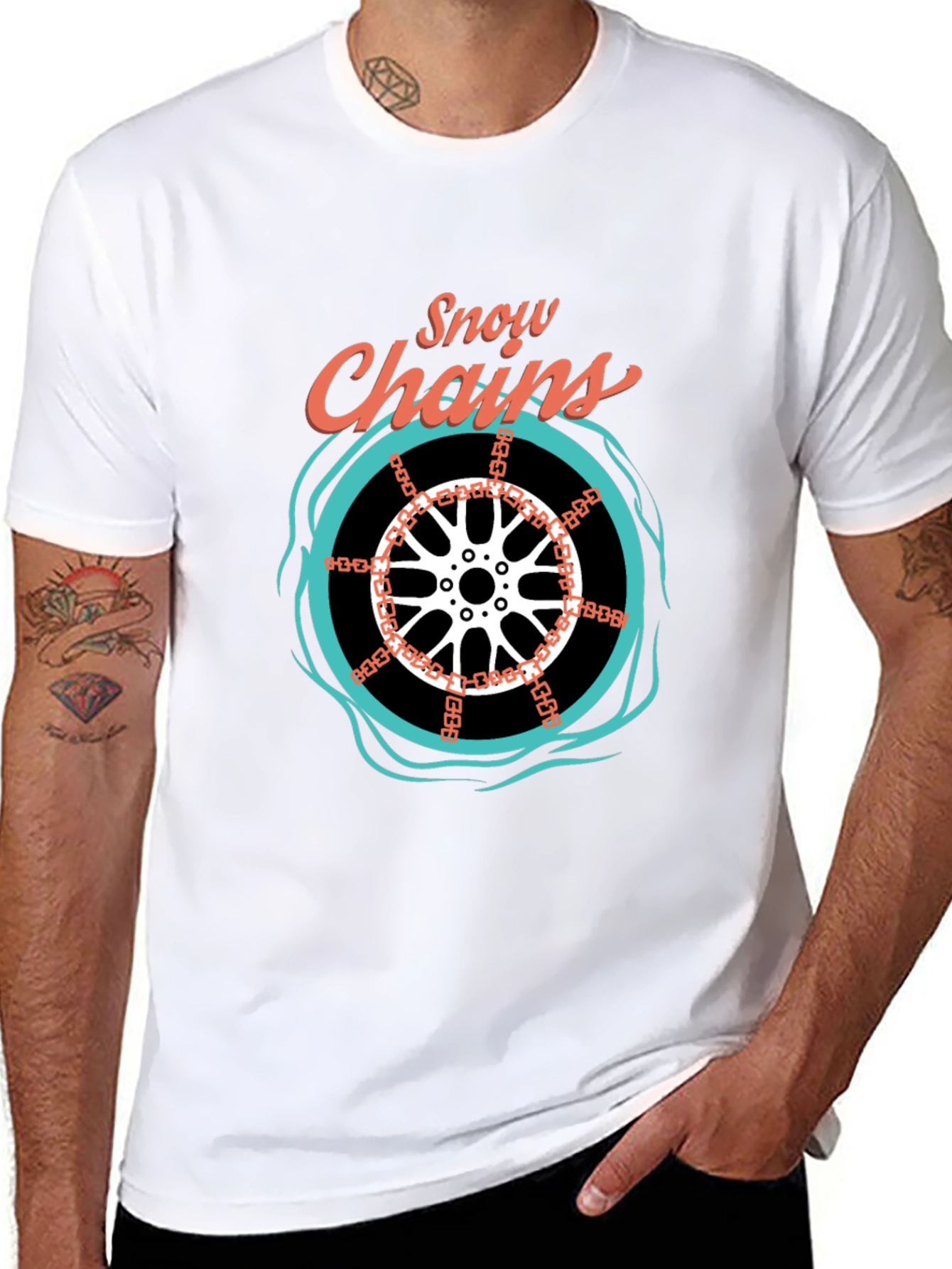 Snow Chains Graphic T-Shirt - Black Cotton Tee