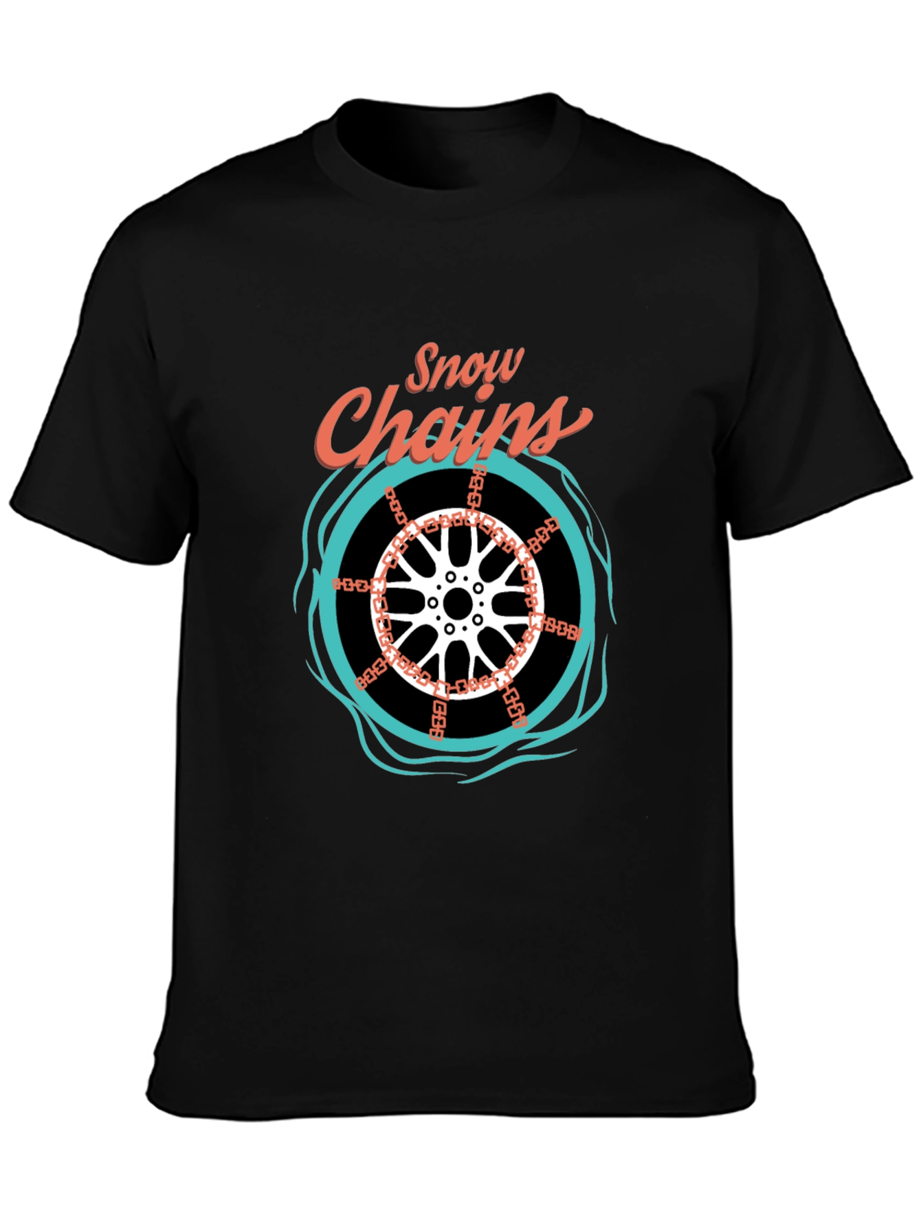 Snow Chains Graphic T-Shirt - Black Cotton Tee