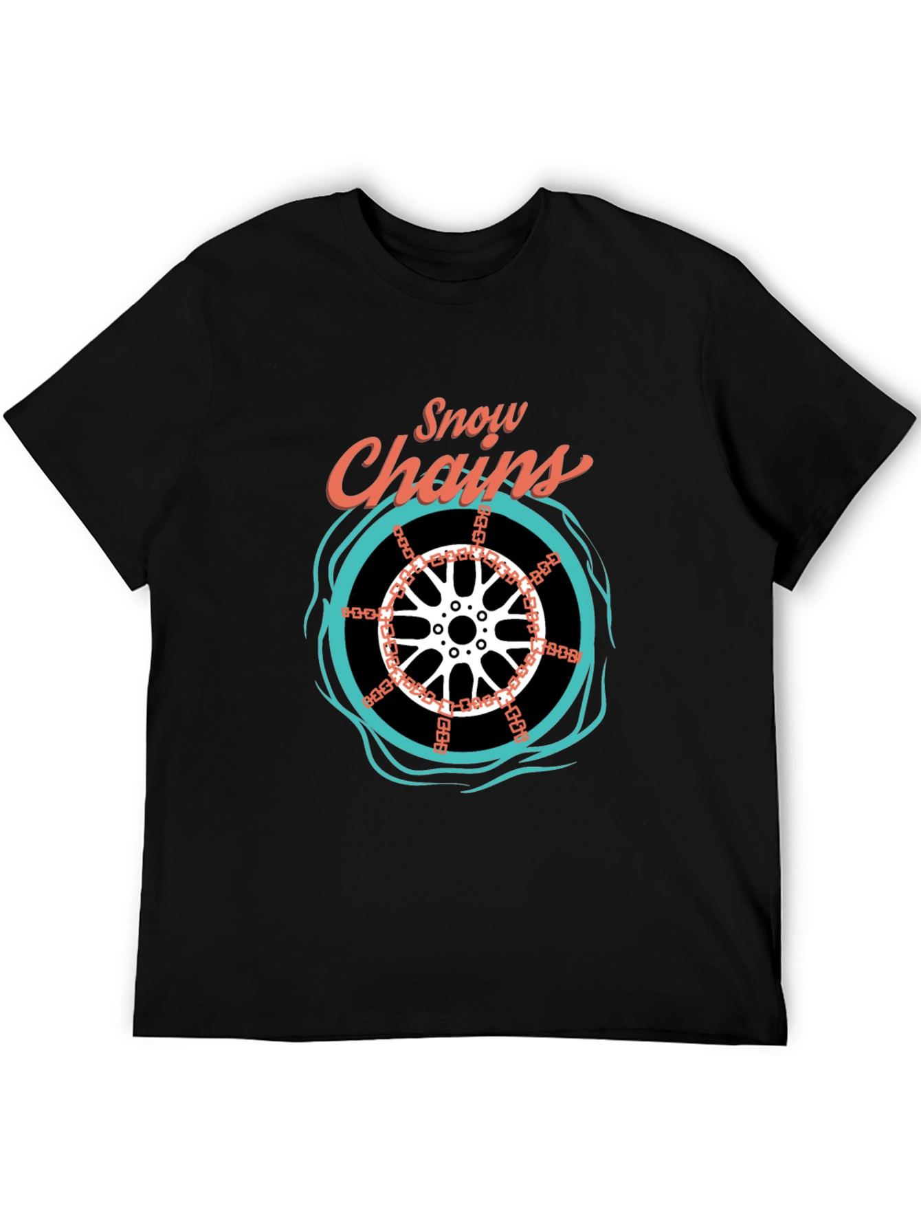 Snow Chains Graphic T-Shirt - Black Cotton Tee