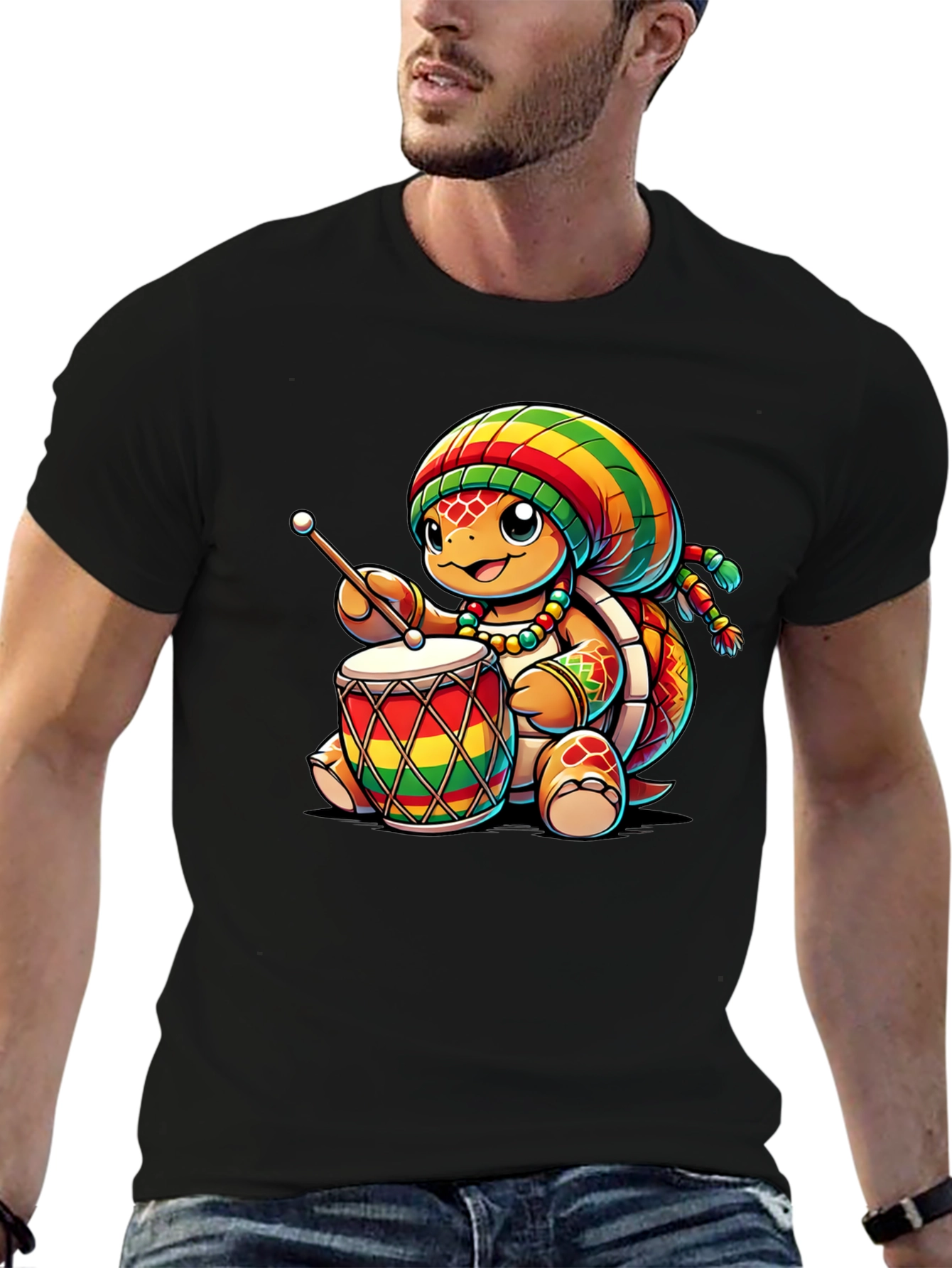Rasta Turtle Drummer T-Shirt