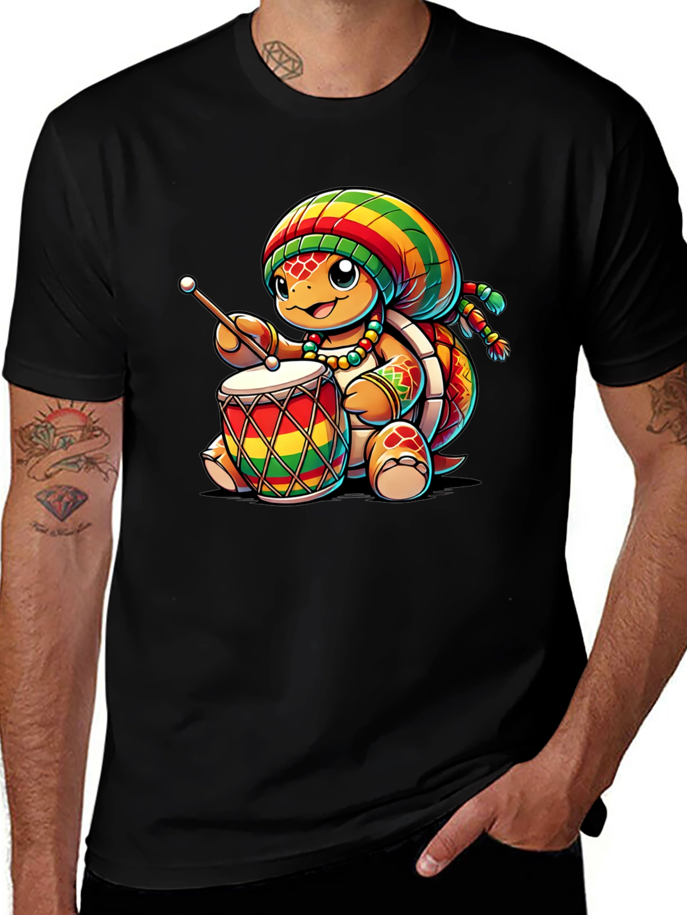 Rasta Turtle Drummer T-Shirt