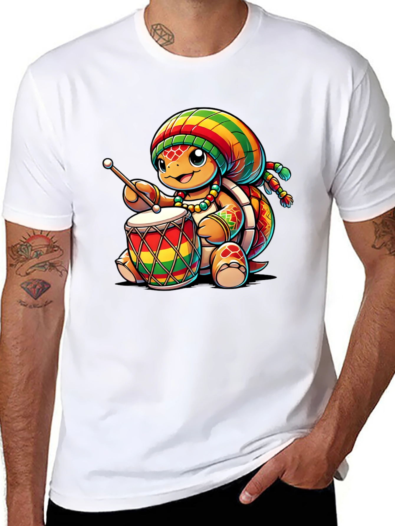 Rasta Turtle Drummer T-Shirt