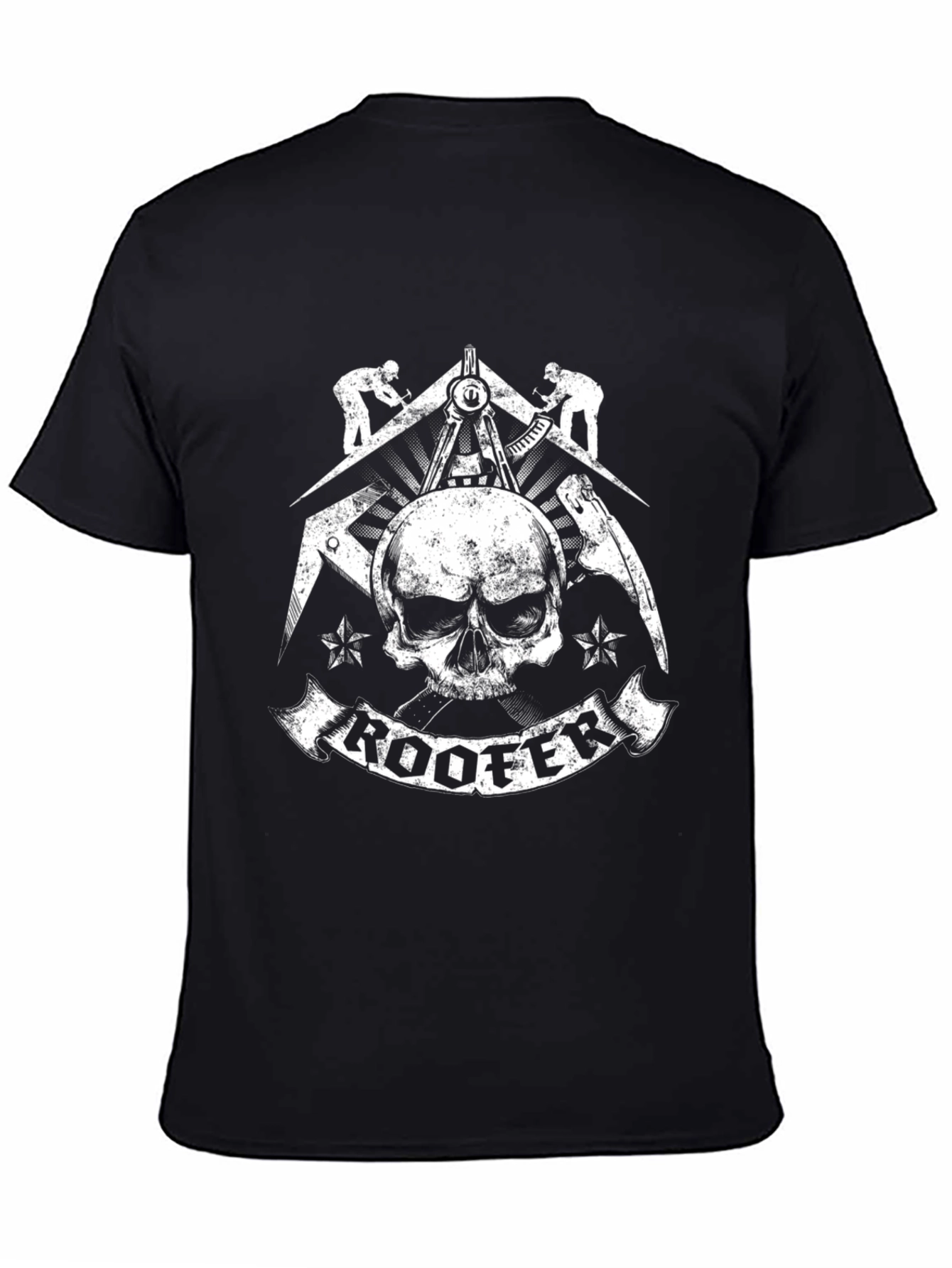 Roofer Skull Graphic T-Shirt - Black