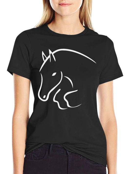 Black Horse Graphic Tee - Stylish Animal Design T-Shirt