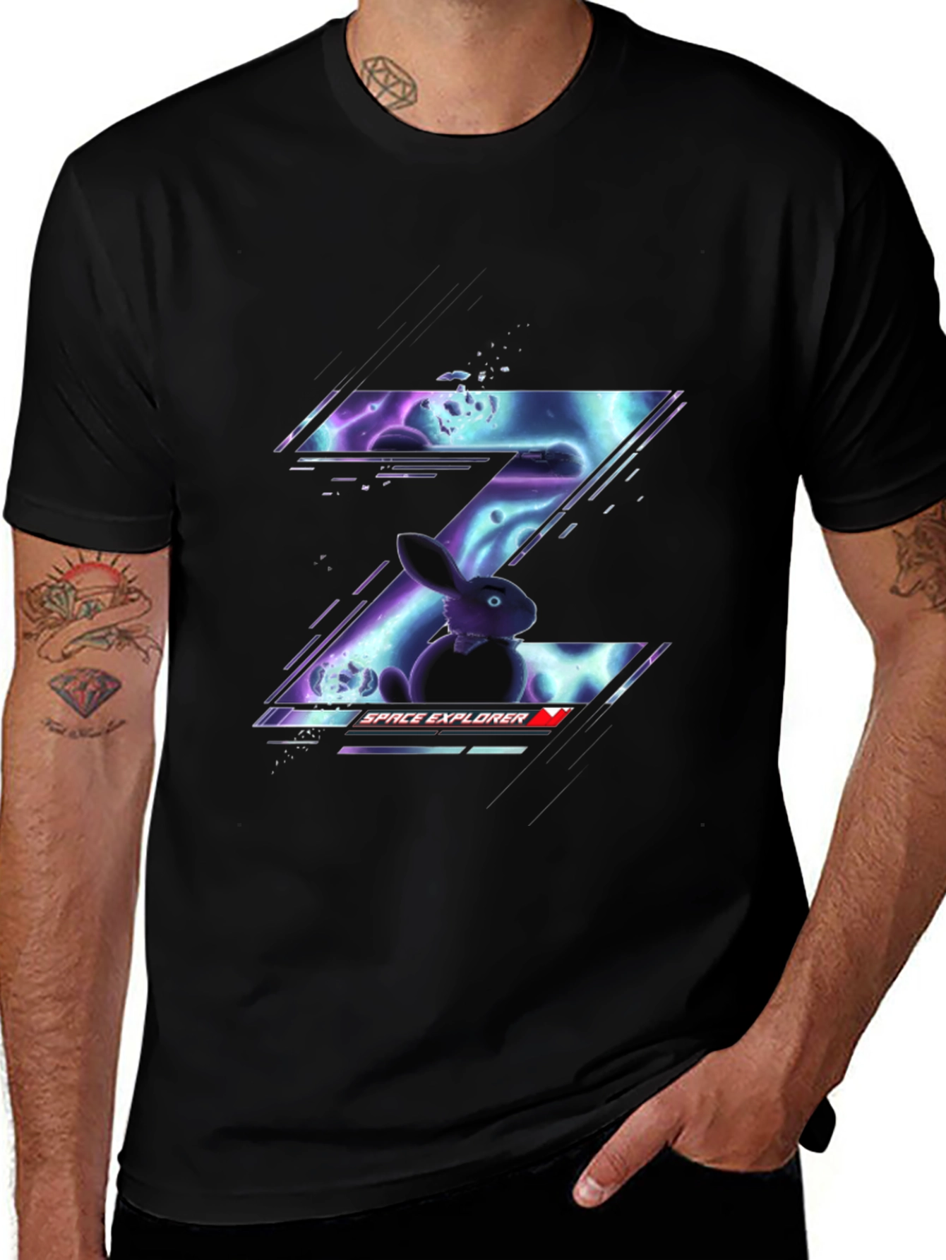 Space Explorer Rabbit Graphic Tee - Cool Design!