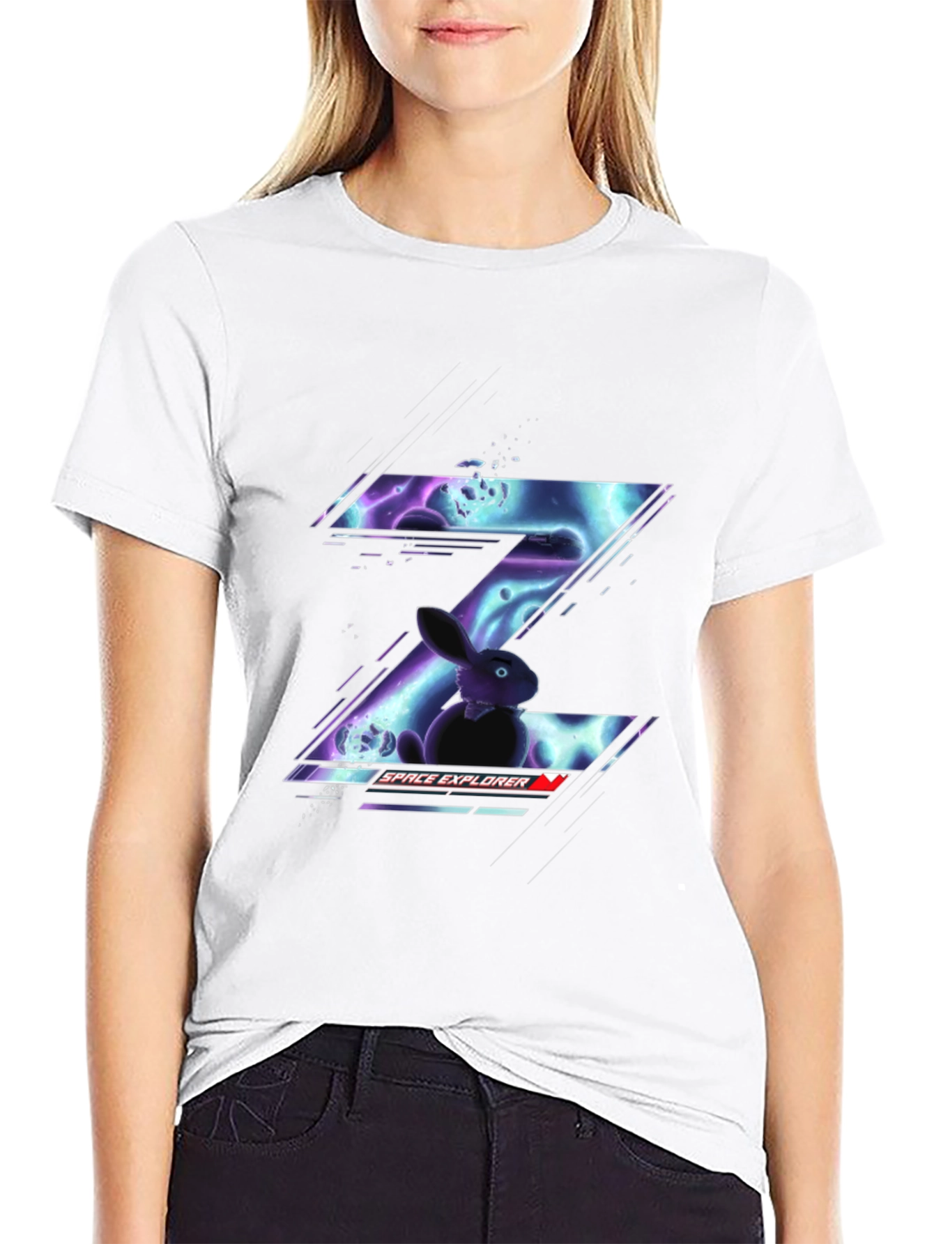 Space Explorer Rabbit Graphic Tee - Cool Design!