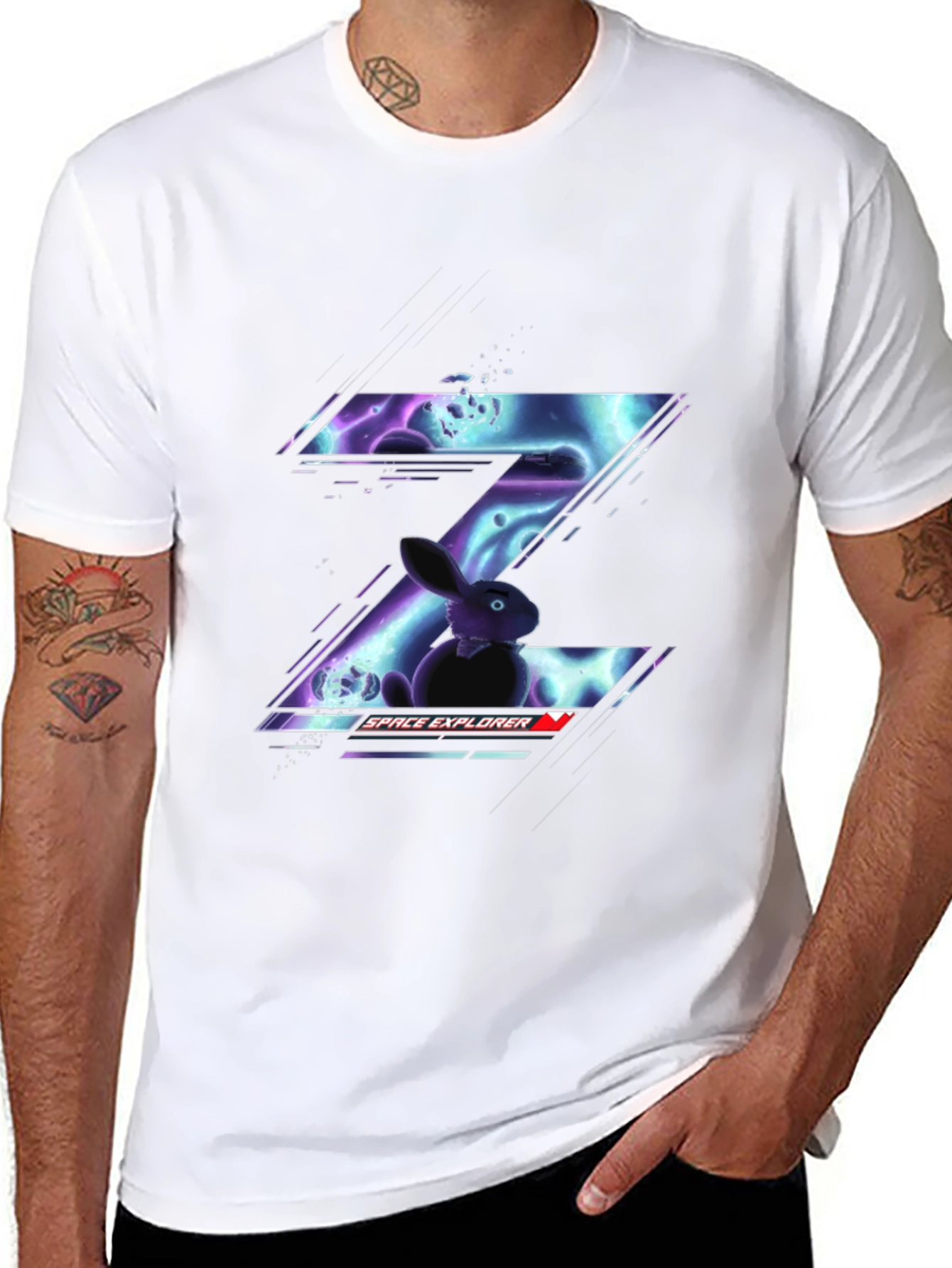 Space Explorer Rabbit Graphic Tee - Cool Design!