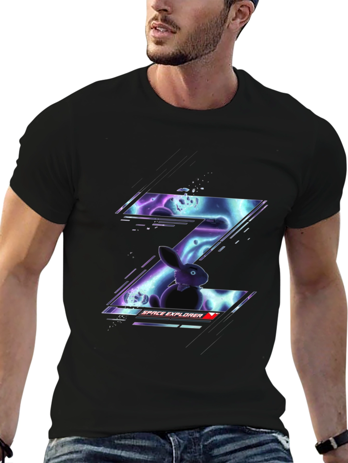 Space Explorer Rabbit Graphic Tee - Cool Design!