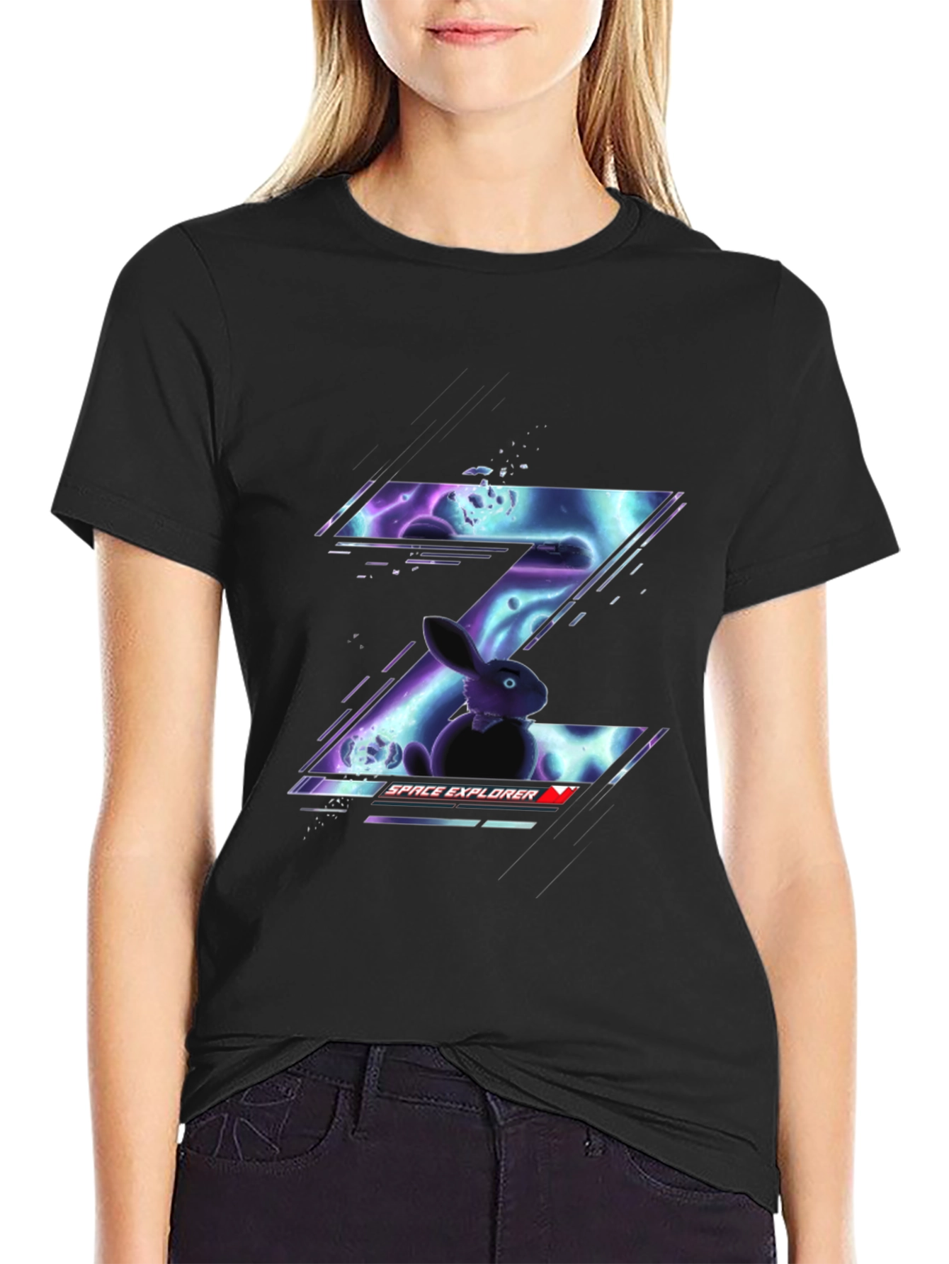 Space Explorer Rabbit Graphic Tee - Cool Design!