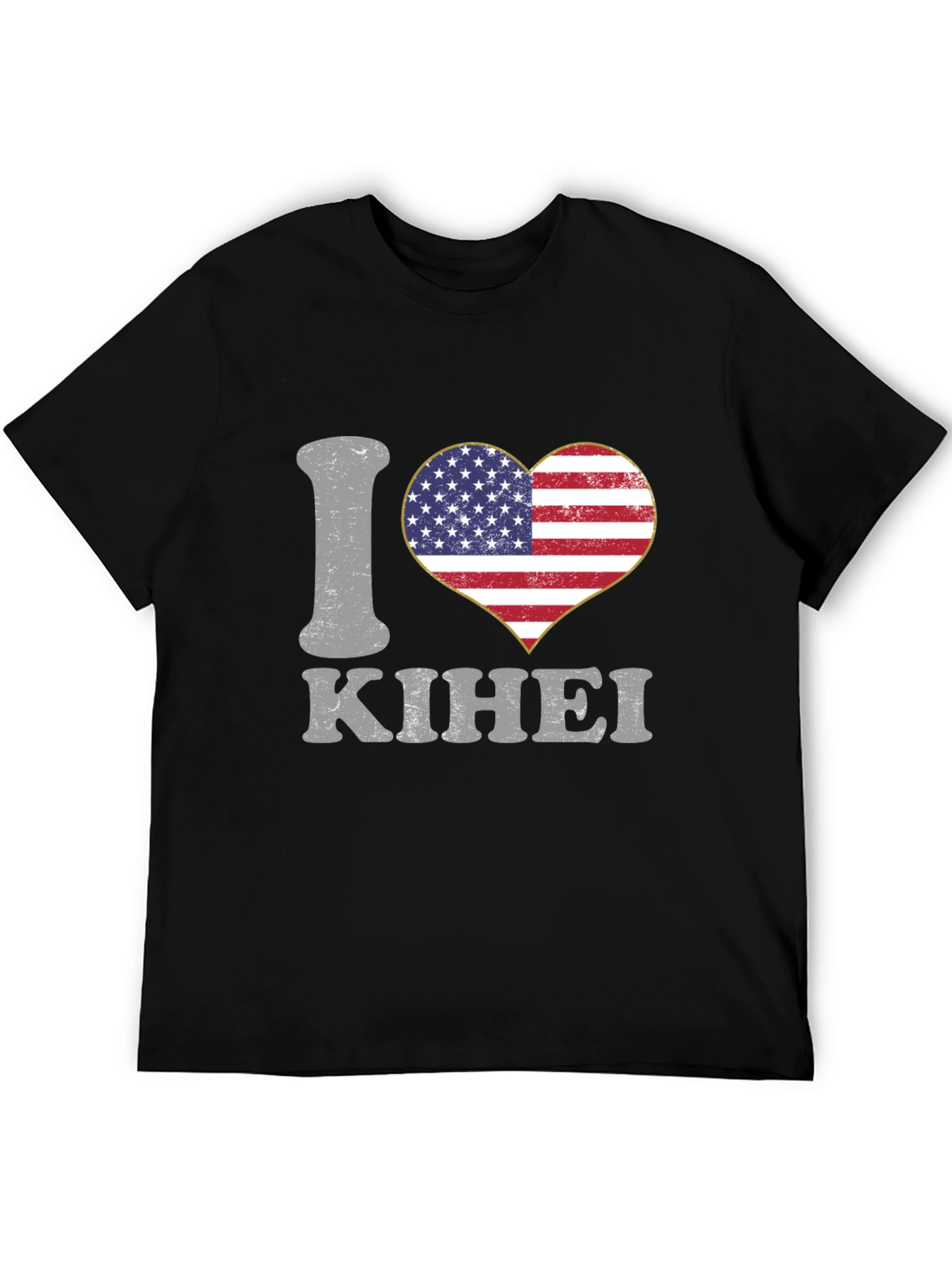 I Love Kihei USA Flag Heart T-Shirt