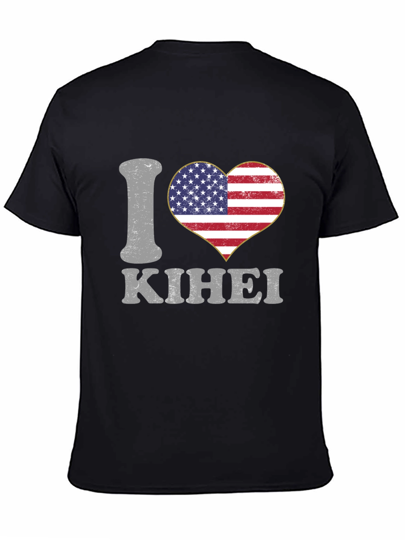 I Love Kihei USA Flag Heart T-Shirt