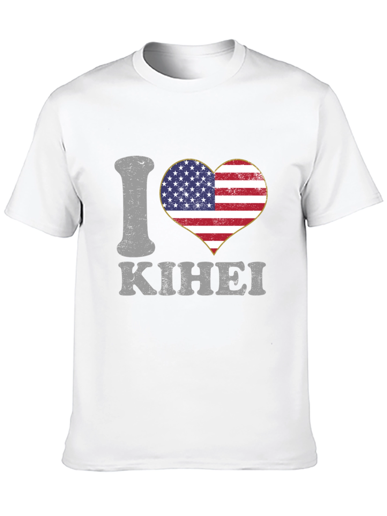 I Love Kihei USA Flag Heart T-Shirt