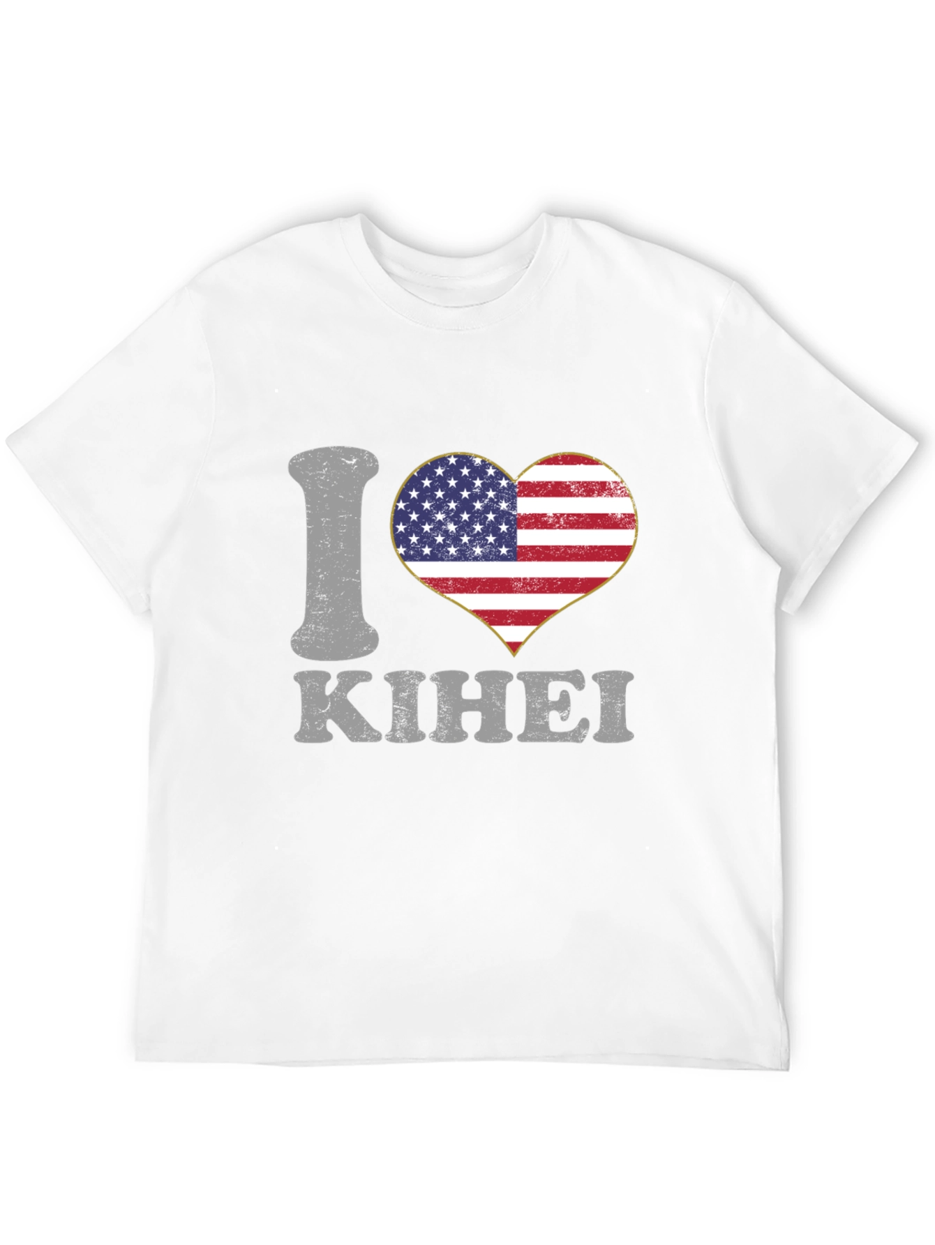 I Love Kihei USA Flag Heart T-Shirt