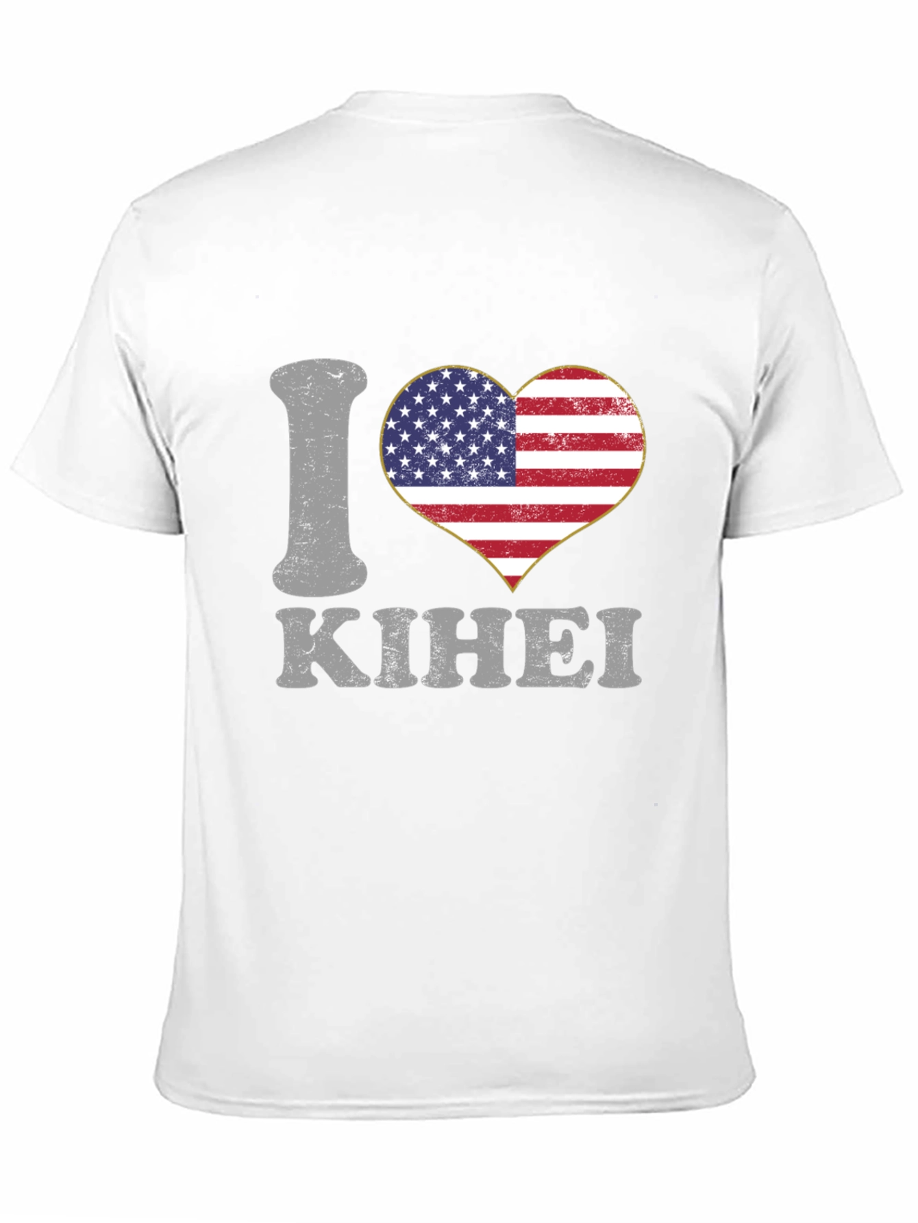 I Love Kihei USA Flag Heart T-Shirt