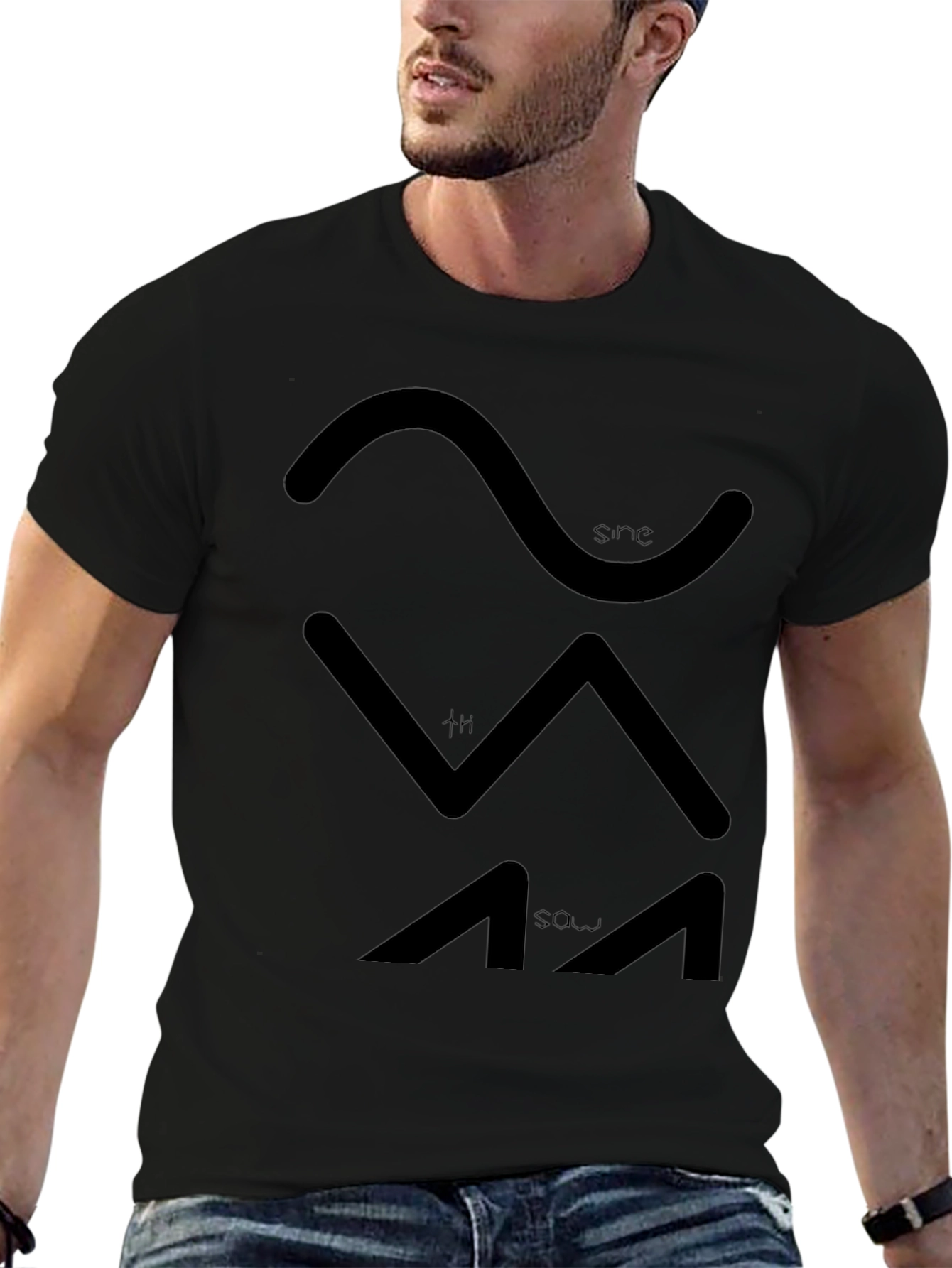 Sine Sawtooth Wave Black T-Shirt