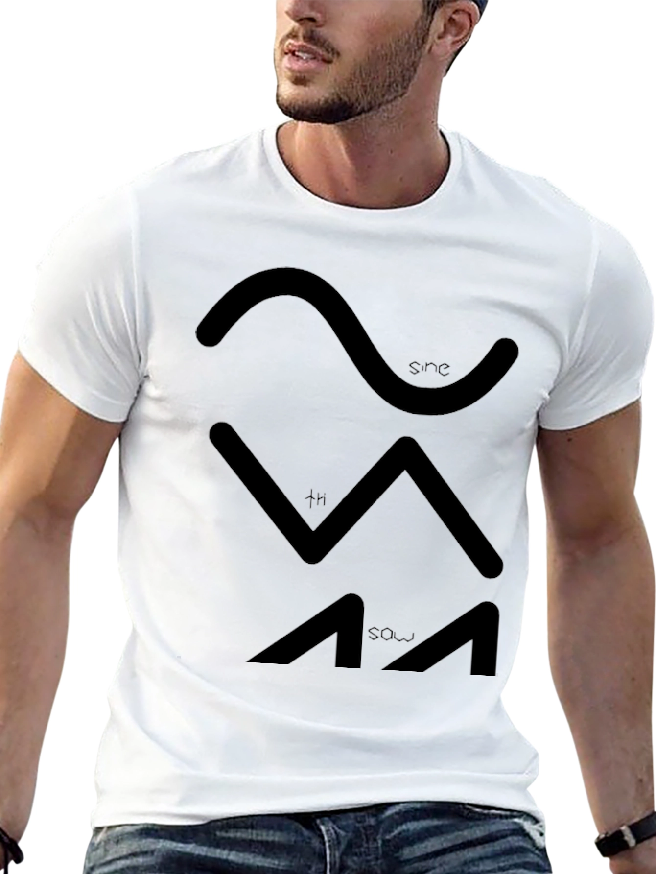Sine Sawtooth Wave Black T-Shirt