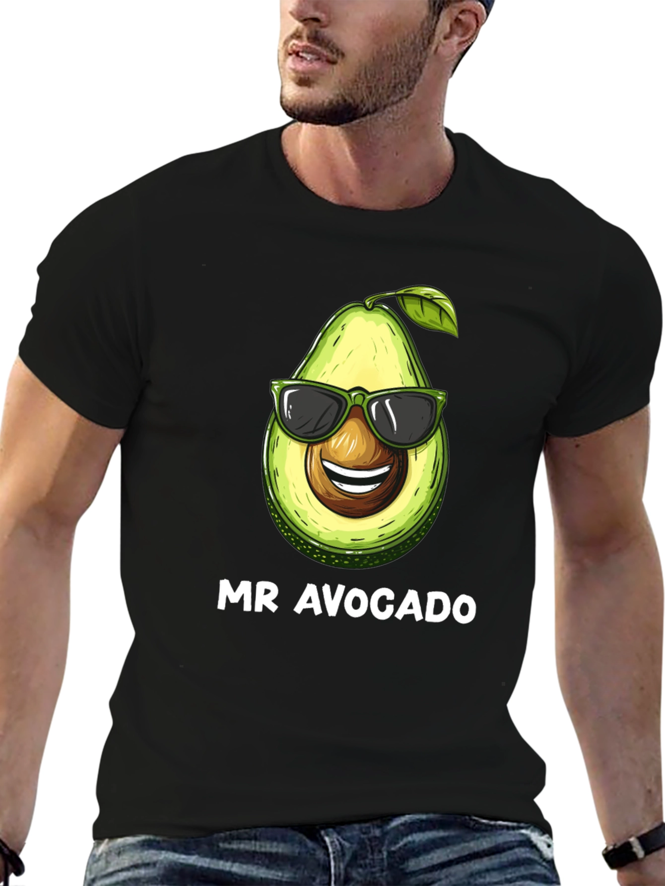 Mr. Avocado Graphic Tee - Black Cotton T-Shirt