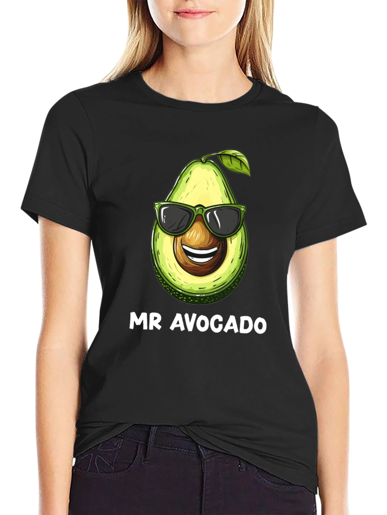 Mr. Avocado Graphic Tee - Black Cotton T-Shirt