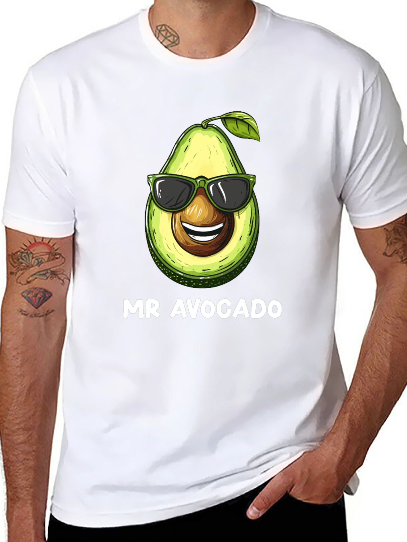 Mr. Avocado Graphic Tee - Black Cotton T-Shirt