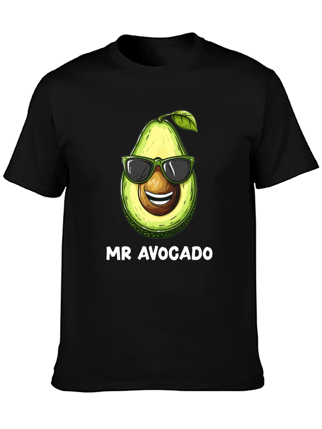 Mr. Avocado Graphic Tee - Black Cotton T-Shirt
