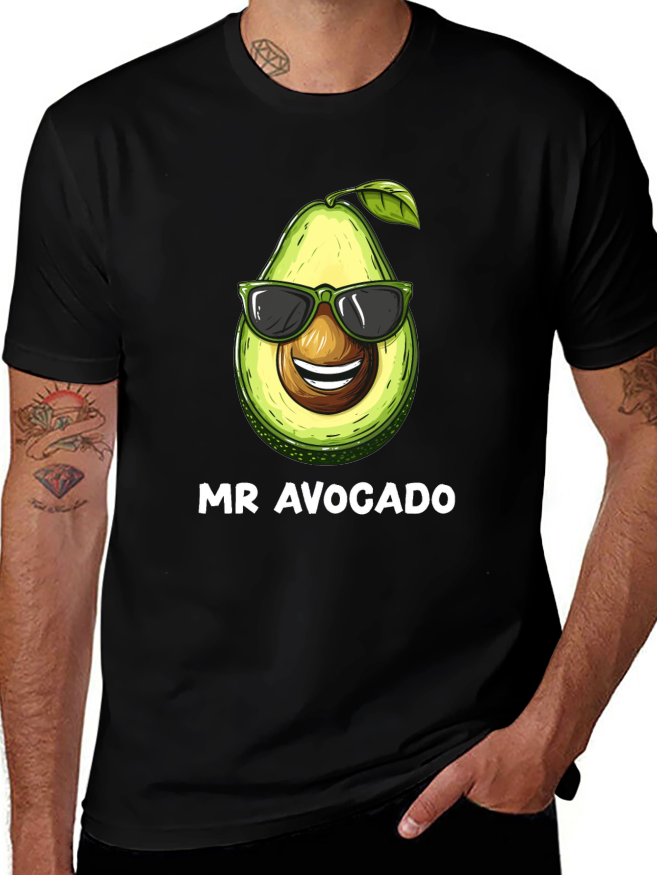 Mr. Avocado Graphic Tee - Black Cotton T-Shirt