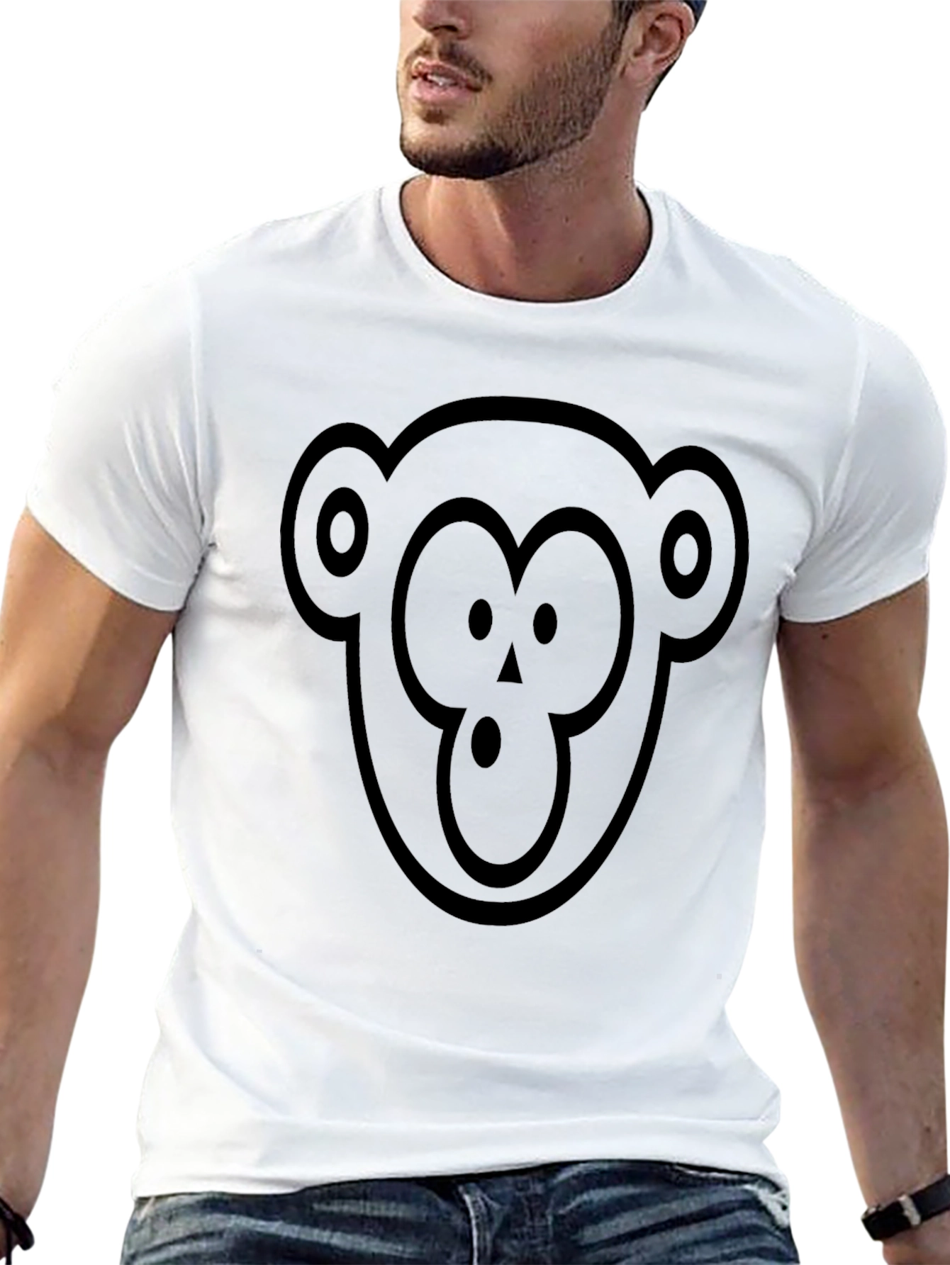 Monkey Face Graphic Black T-Shirt