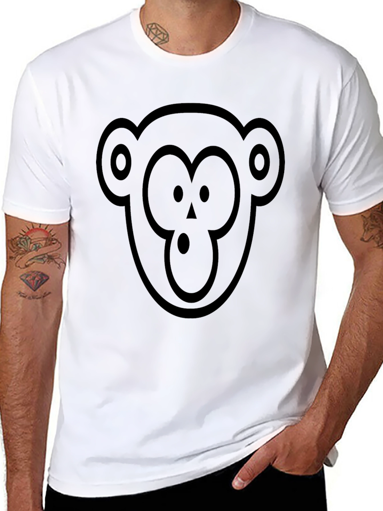 Monkey Face Graphic Black T-Shirt