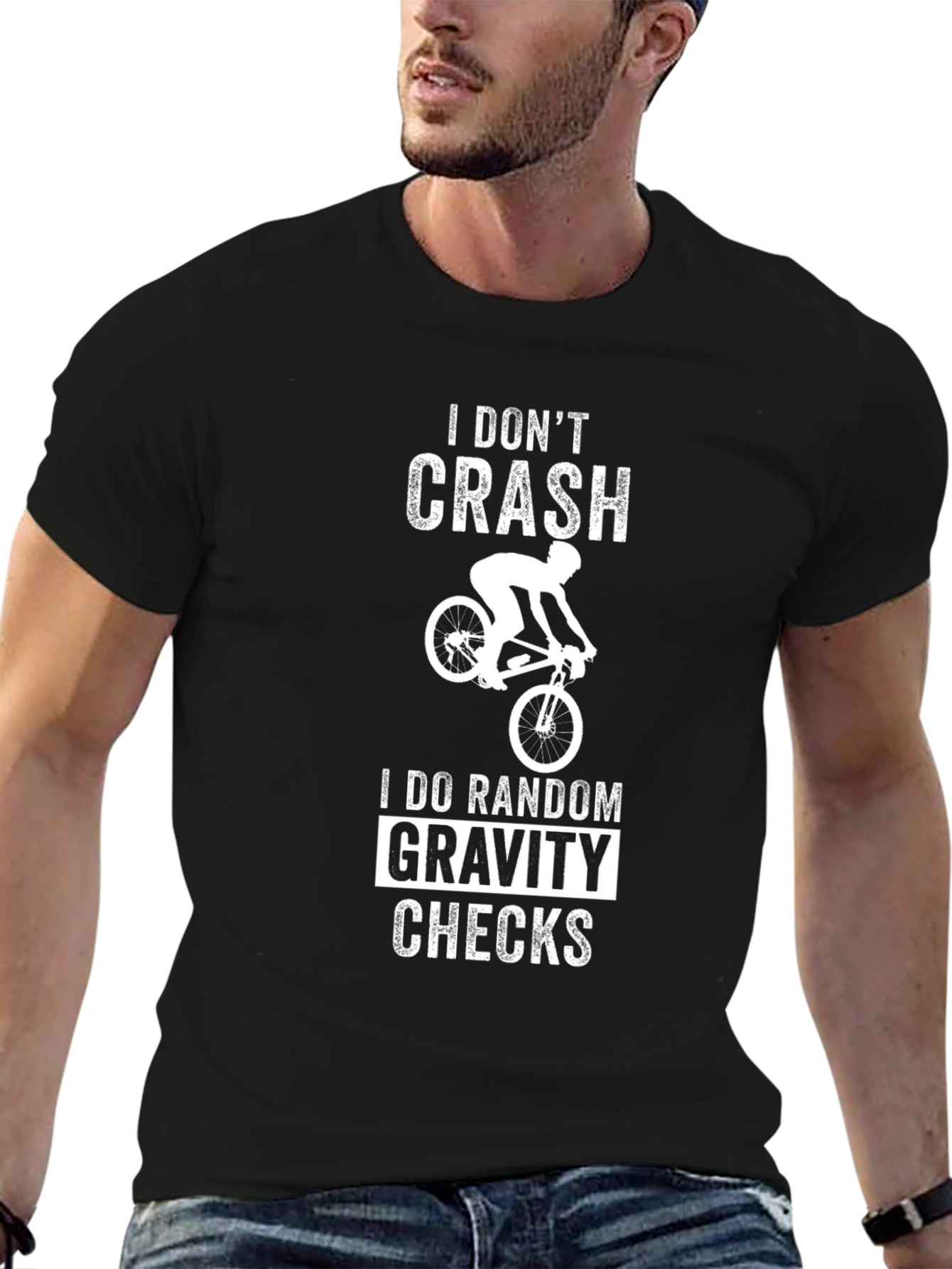 Funny Biker T-Shirt: I Dont Crash Gravity Checks
