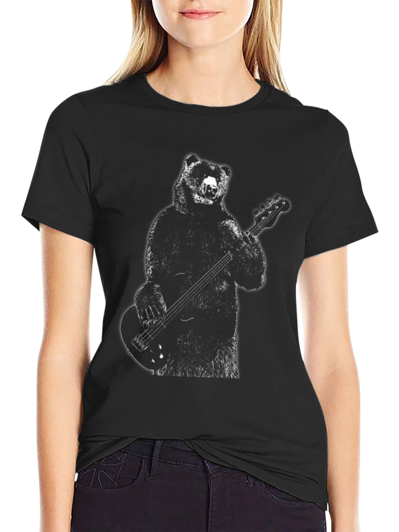 Bear Playing Bass Guitar Graphic Tee