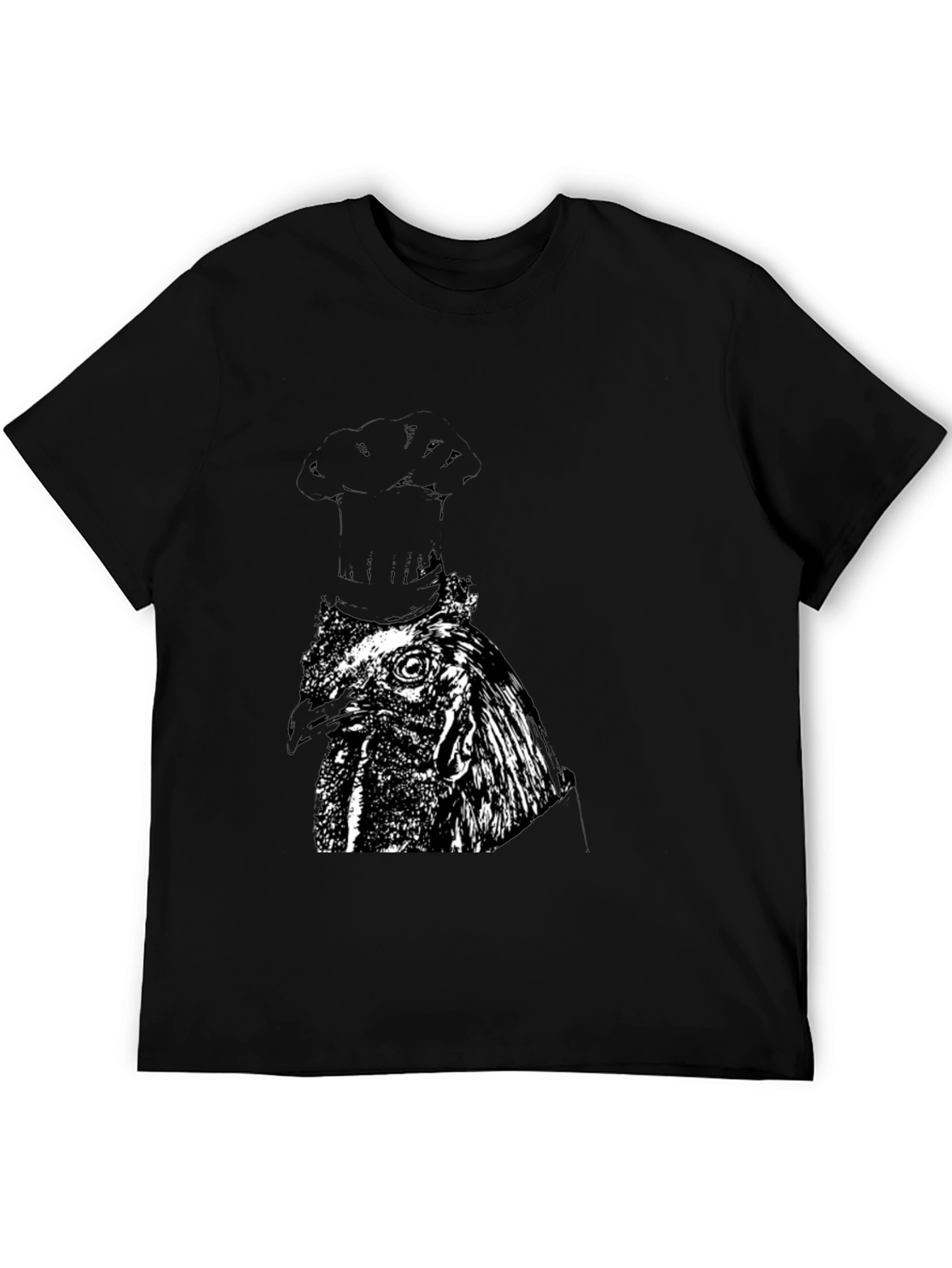 Chef Chicken Graphic Tee - Black Cotton T-Shirt