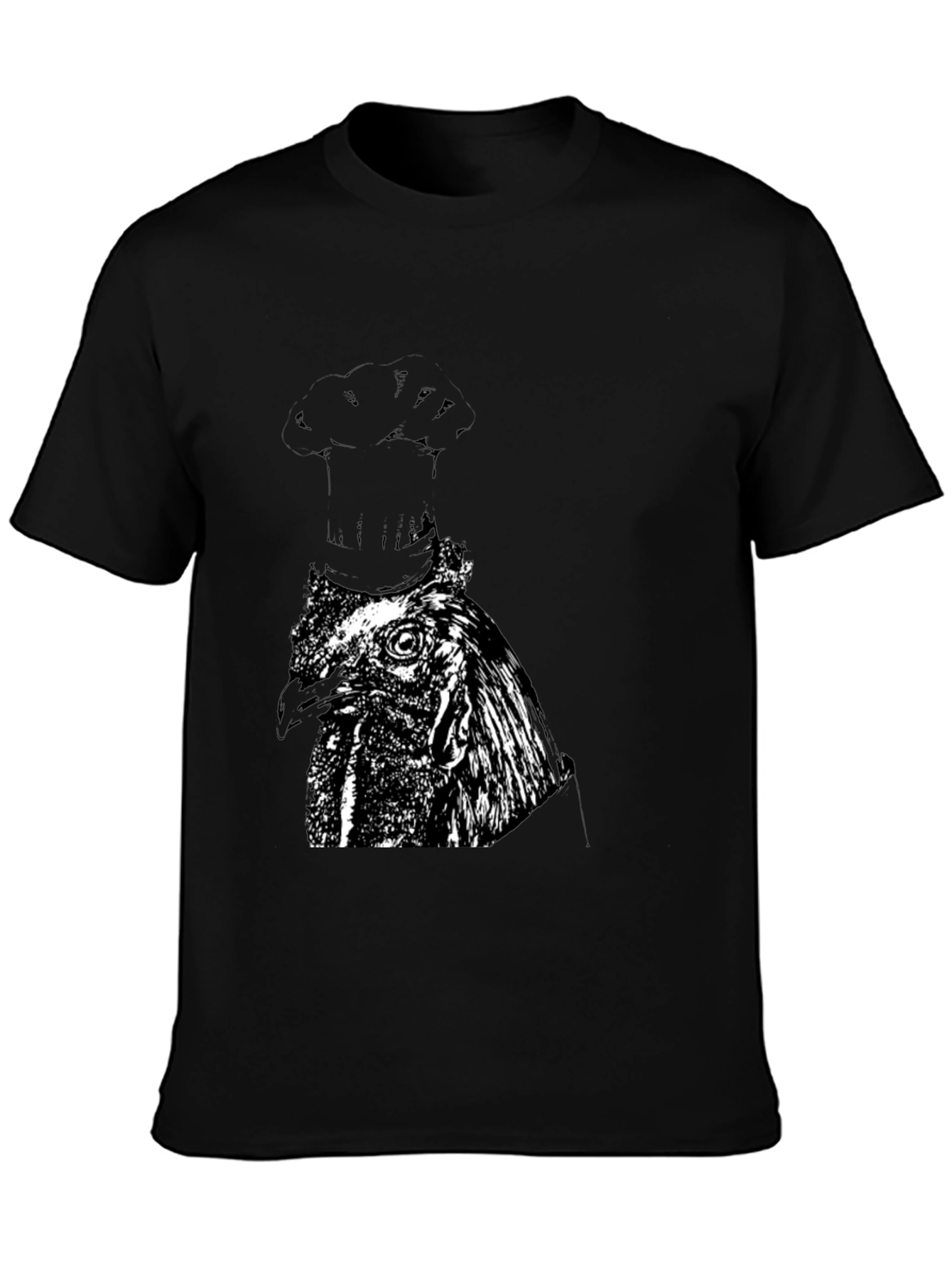 Chef Chicken Graphic Tee - Black Cotton T-Shirt