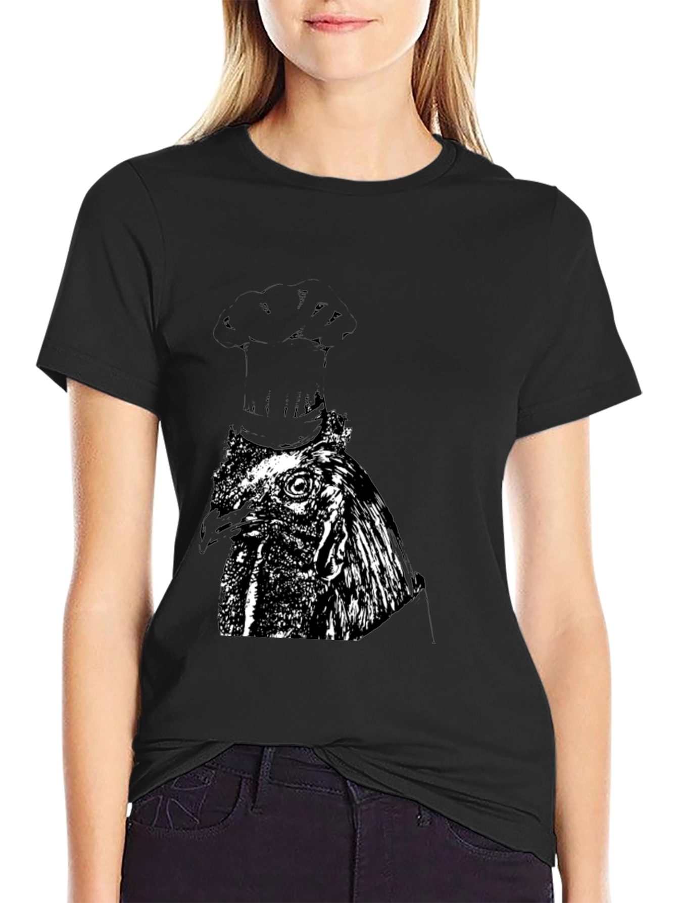 Chef Chicken Graphic Tee - Black Cotton T-Shirt