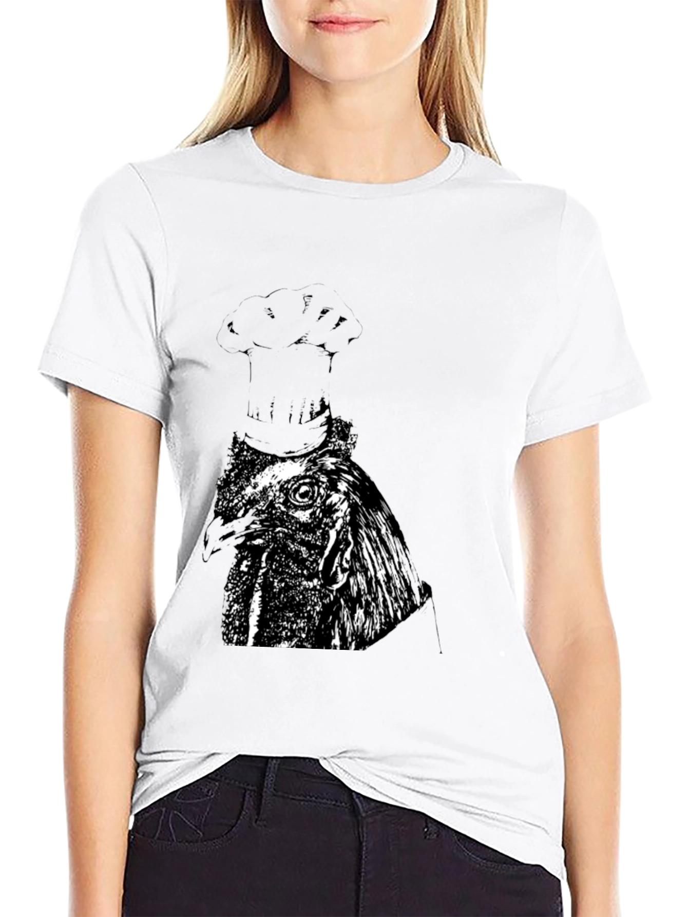 Chef Chicken Graphic Tee - Black Cotton T-Shirt