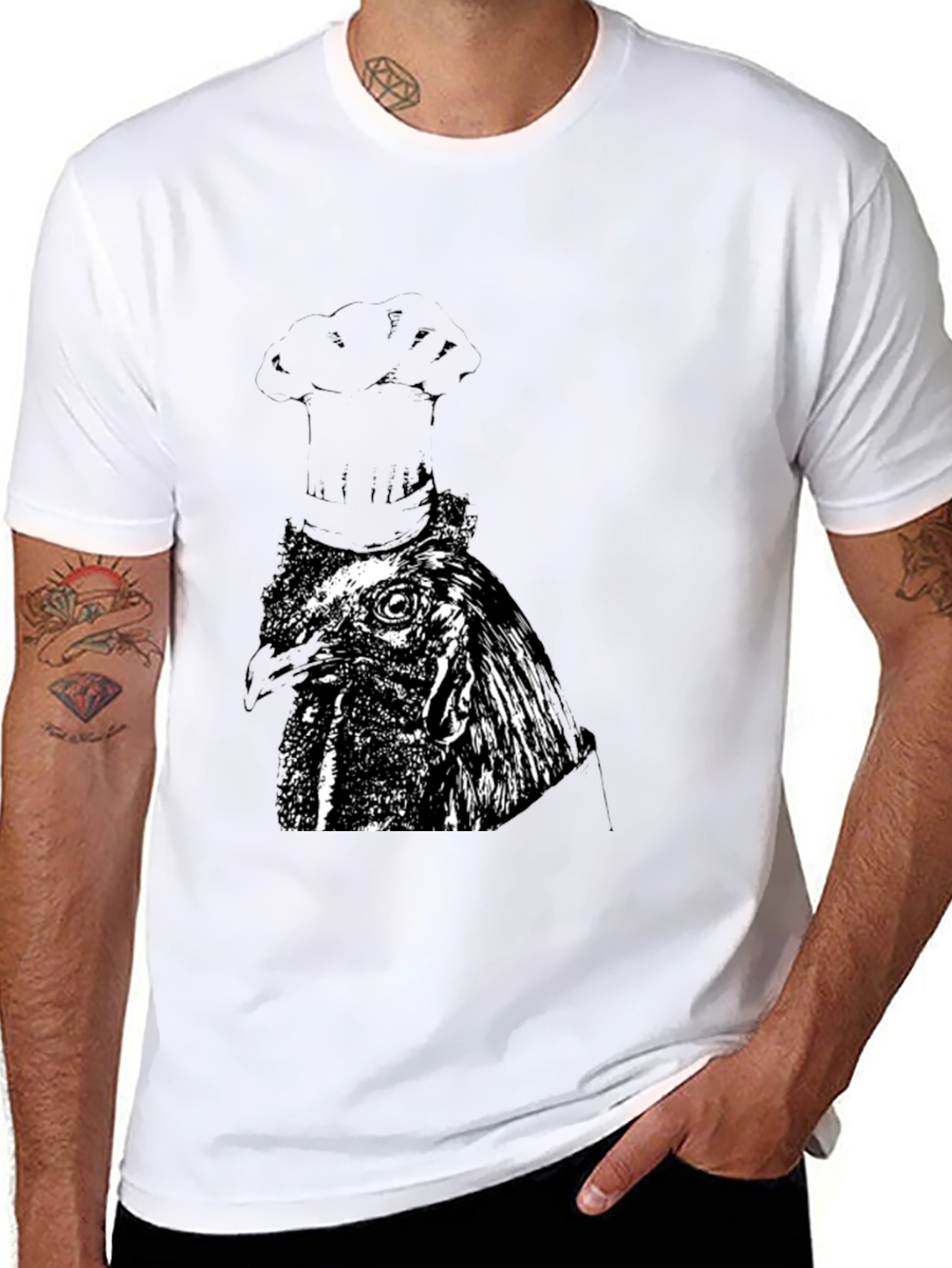 Chef Chicken Graphic Tee - Black Cotton T-Shirt