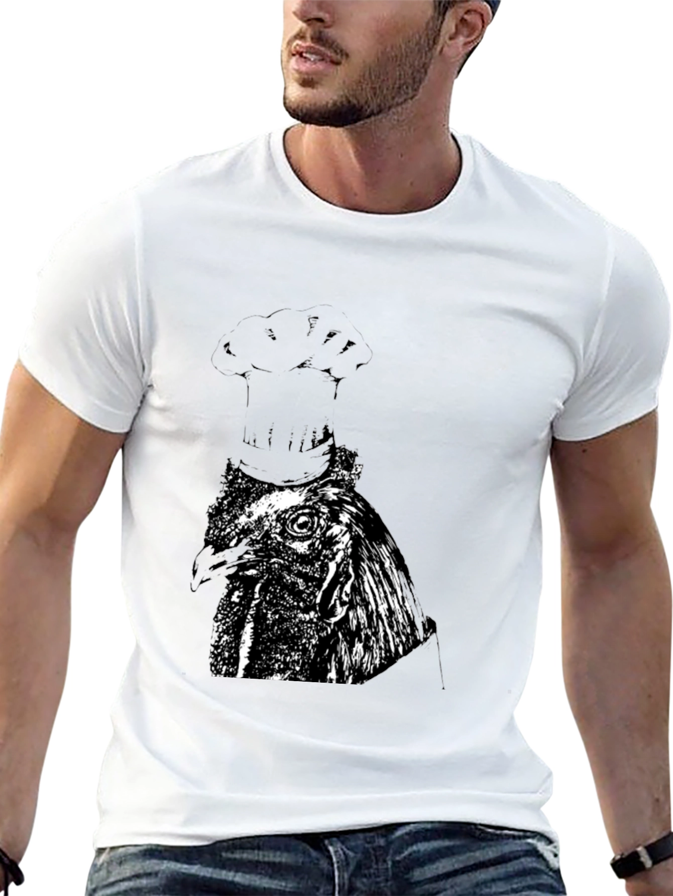 Chef Chicken Graphic Tee - Black Cotton T-Shirt