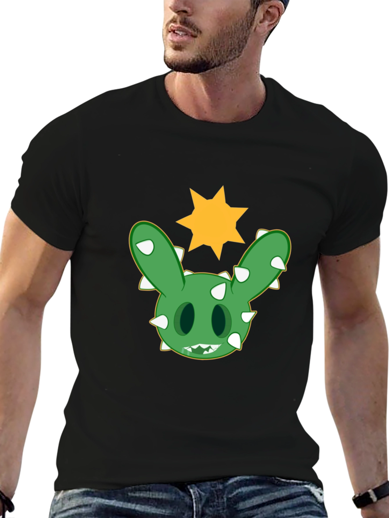 Cactus Bunny Graphic T-Shirt - Black Cotton Tee