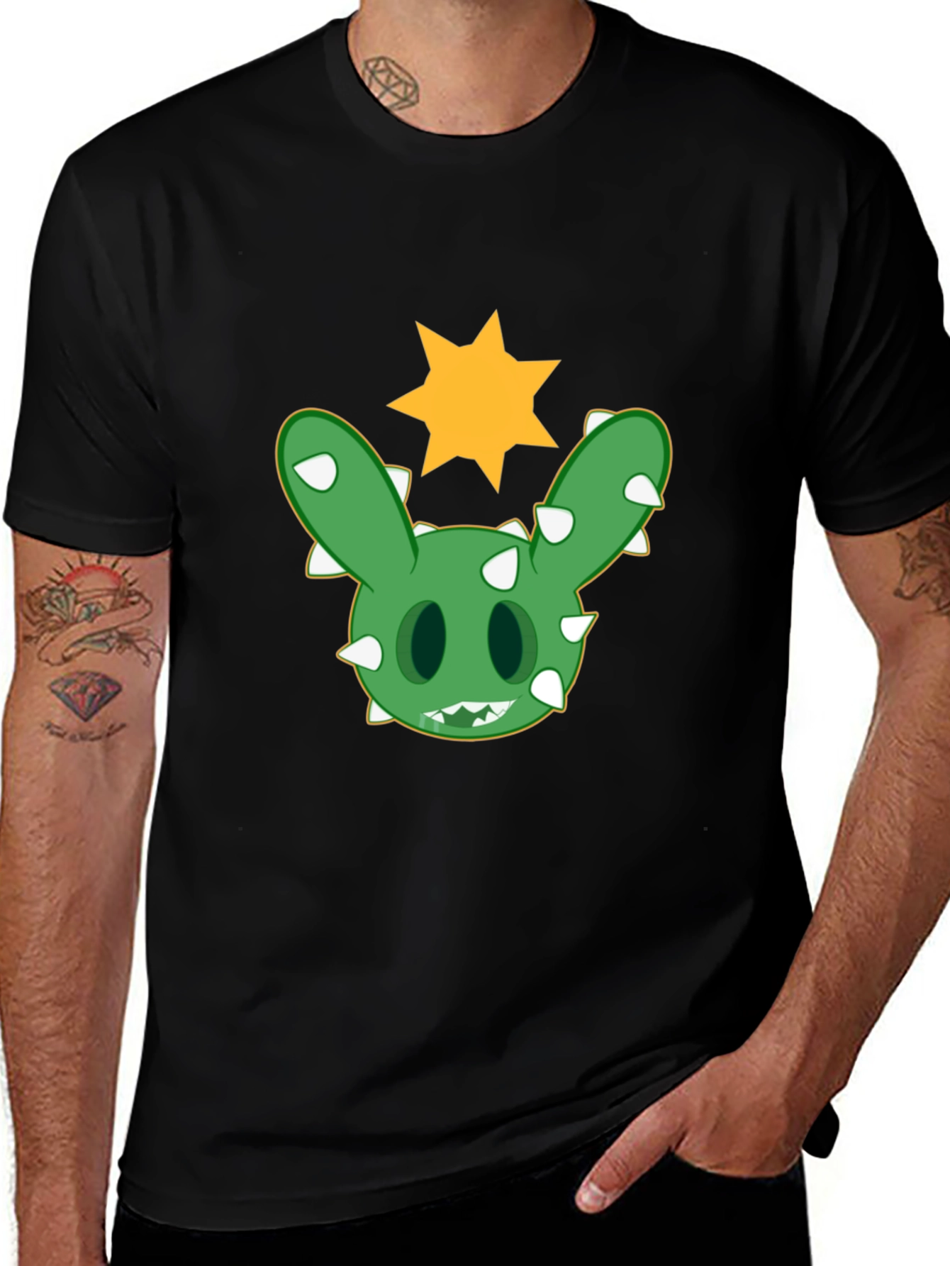 Cactus Bunny Graphic T-Shirt - Black Cotton Tee