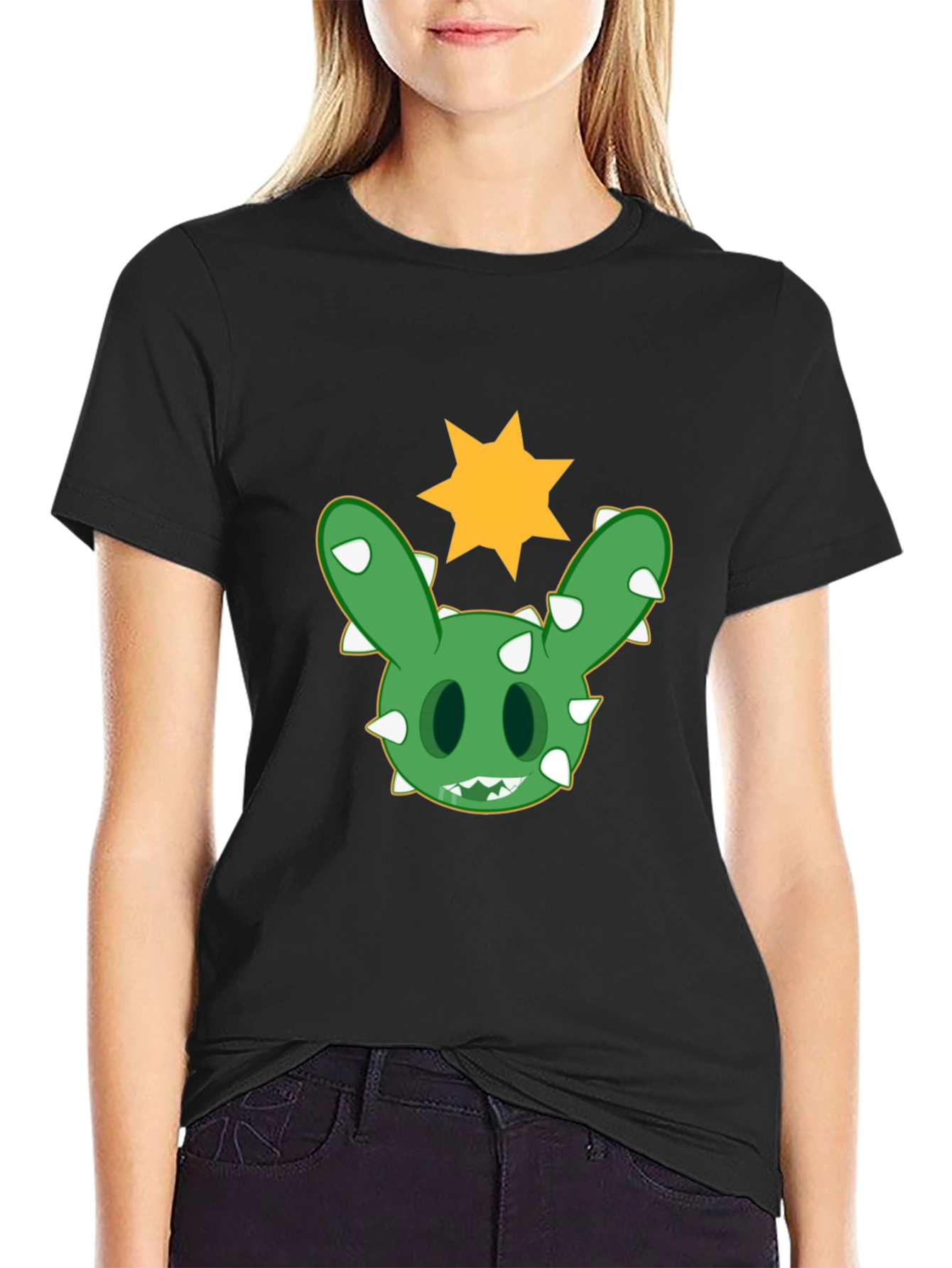 Cactus Bunny Graphic T-Shirt - Black Cotton Tee