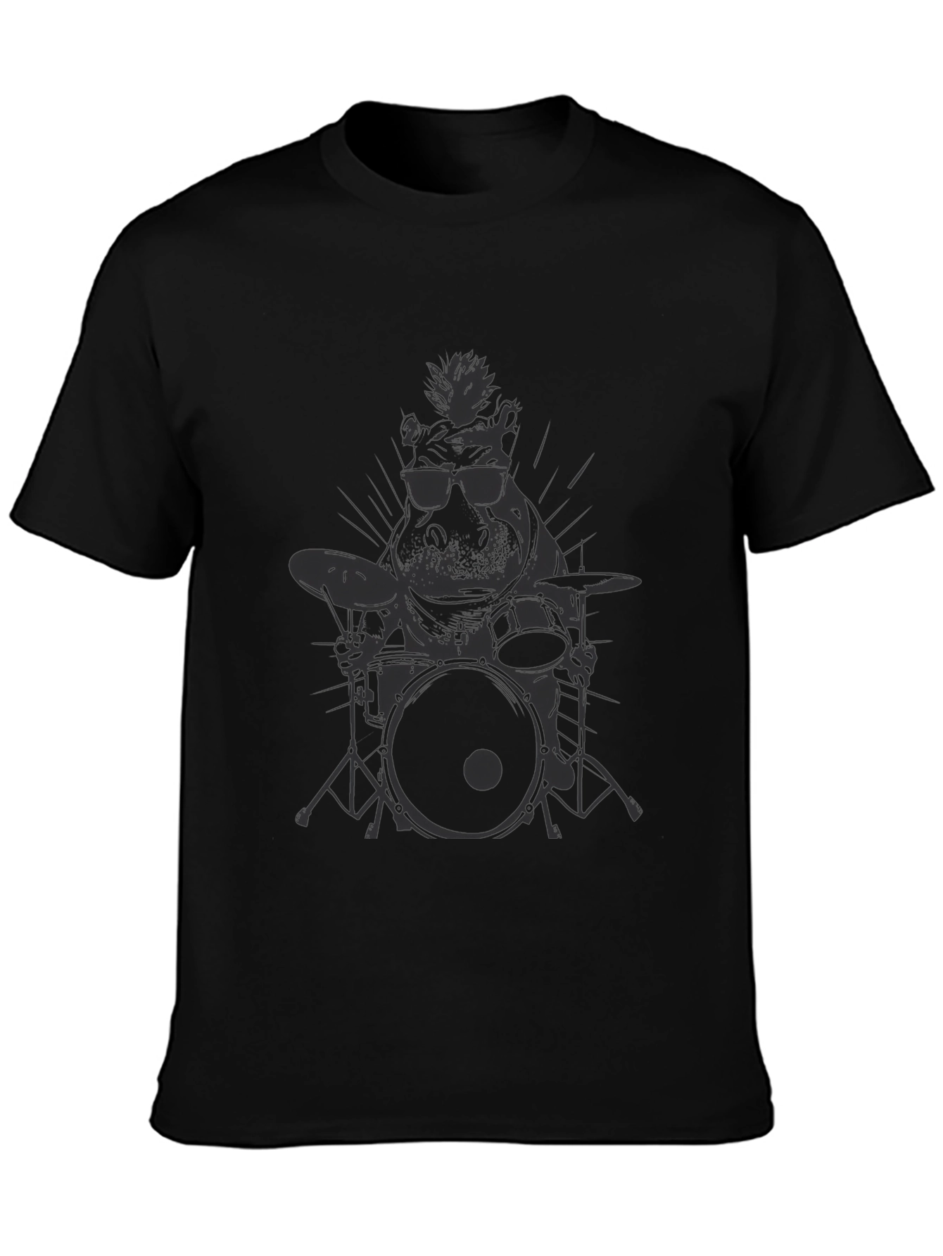 Cool Hippo Drummer Black T-Shirt