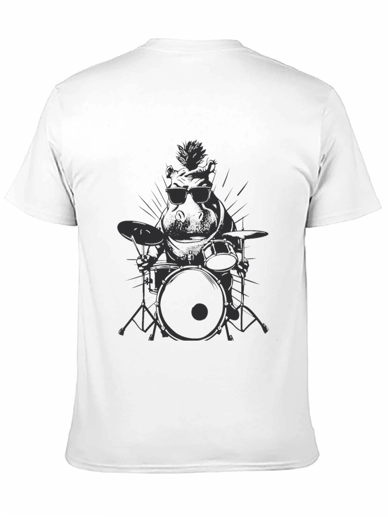 Cool Hippo Drummer Black T-Shirt